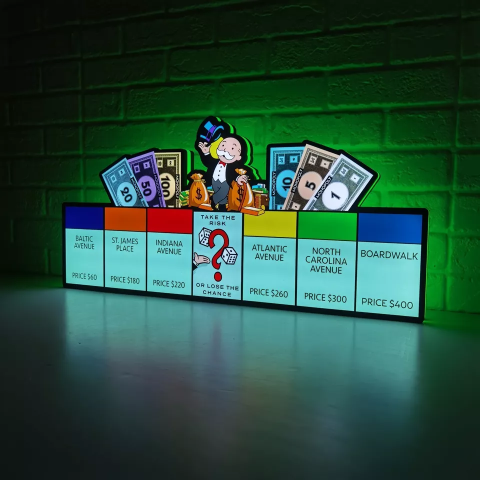 Exclusive Monopoly Pinball Topper LED Lightbox - USB Powered - Fully Dimmable