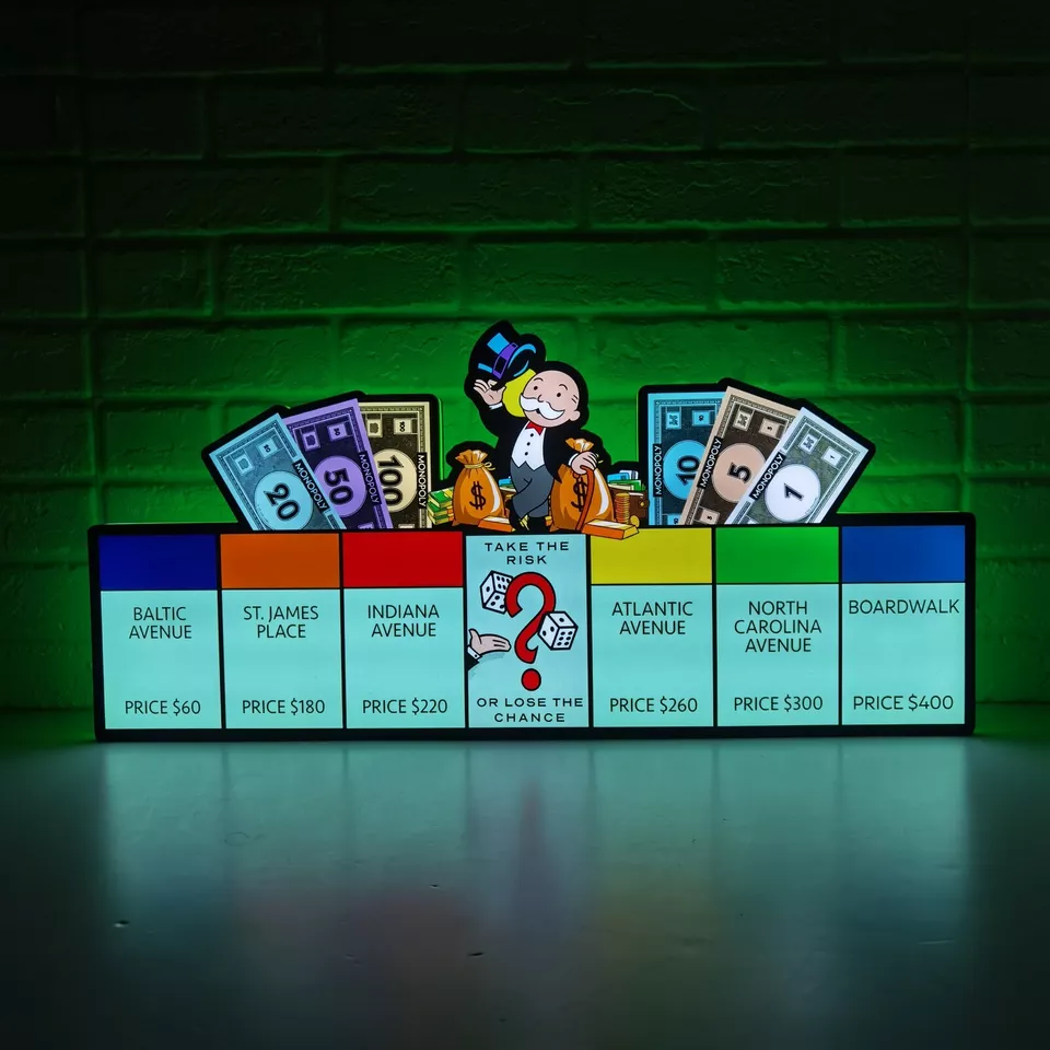 Exclusive Monopoly Pinball Topper LED Lightbox - USB Powered - Fully Dimmable