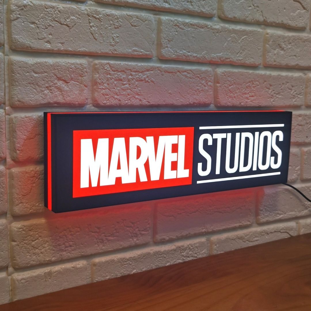 Marvel Studio Logo LED Lightbox Light | Great Room Decor | Sign for Man Cave