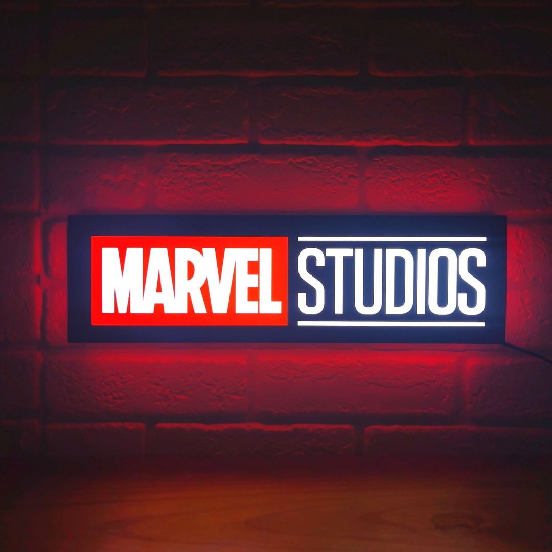 Marvel Studio Logo LED Lightbox Light | Great Room Decor | Sign for Man Cave