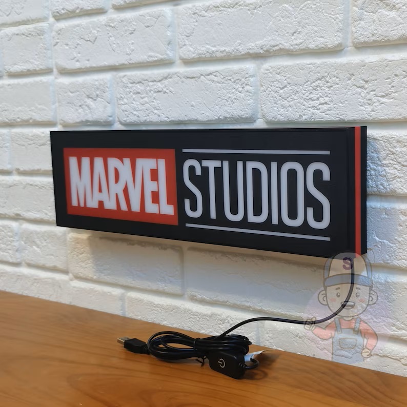 Marvel Studio Logo LED Lightbox Light | Great Room Decor | Sign for Man Cave