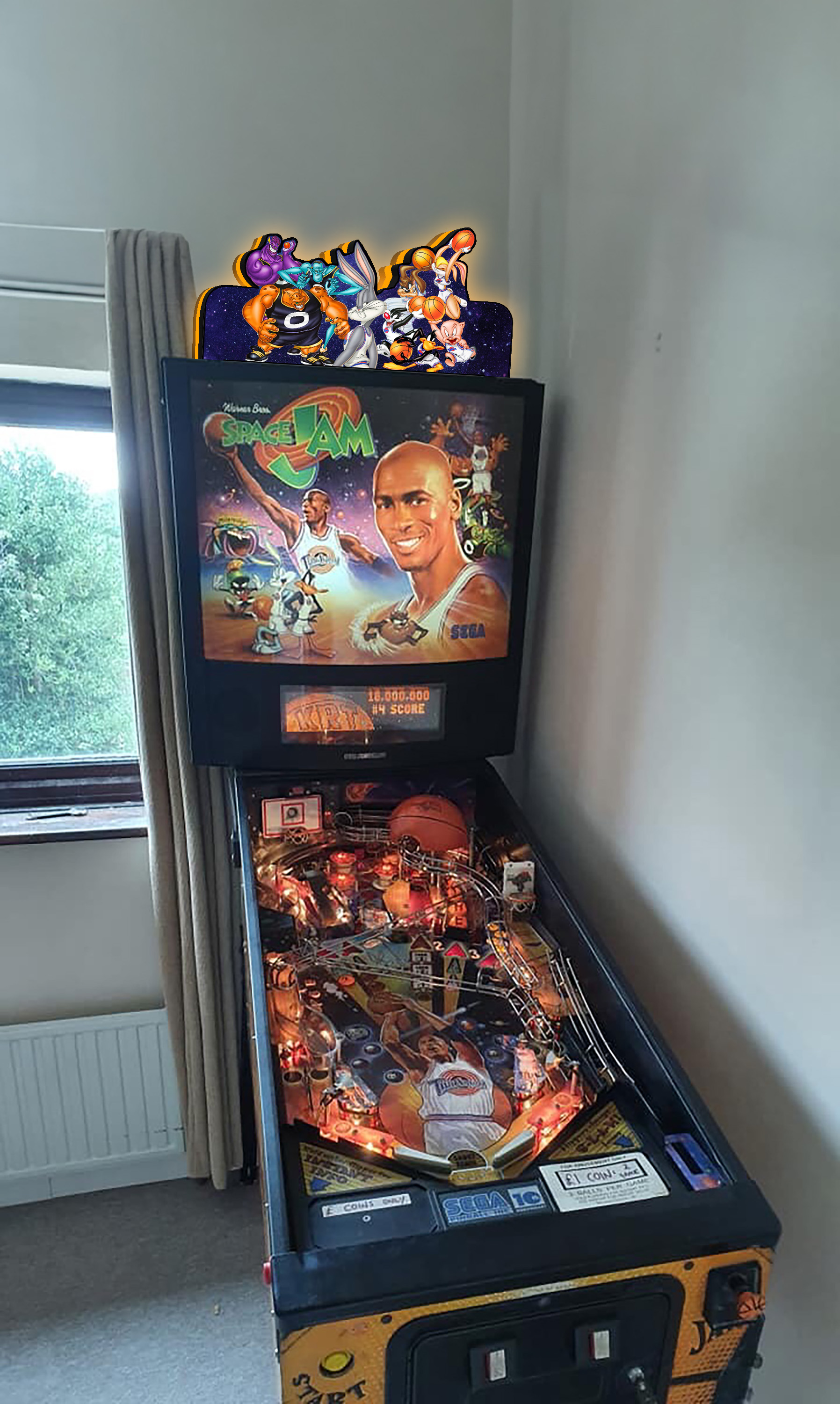 Rare Space Jam Pinball Topper LED Lightbox - USB Powered - Fully Dimmable