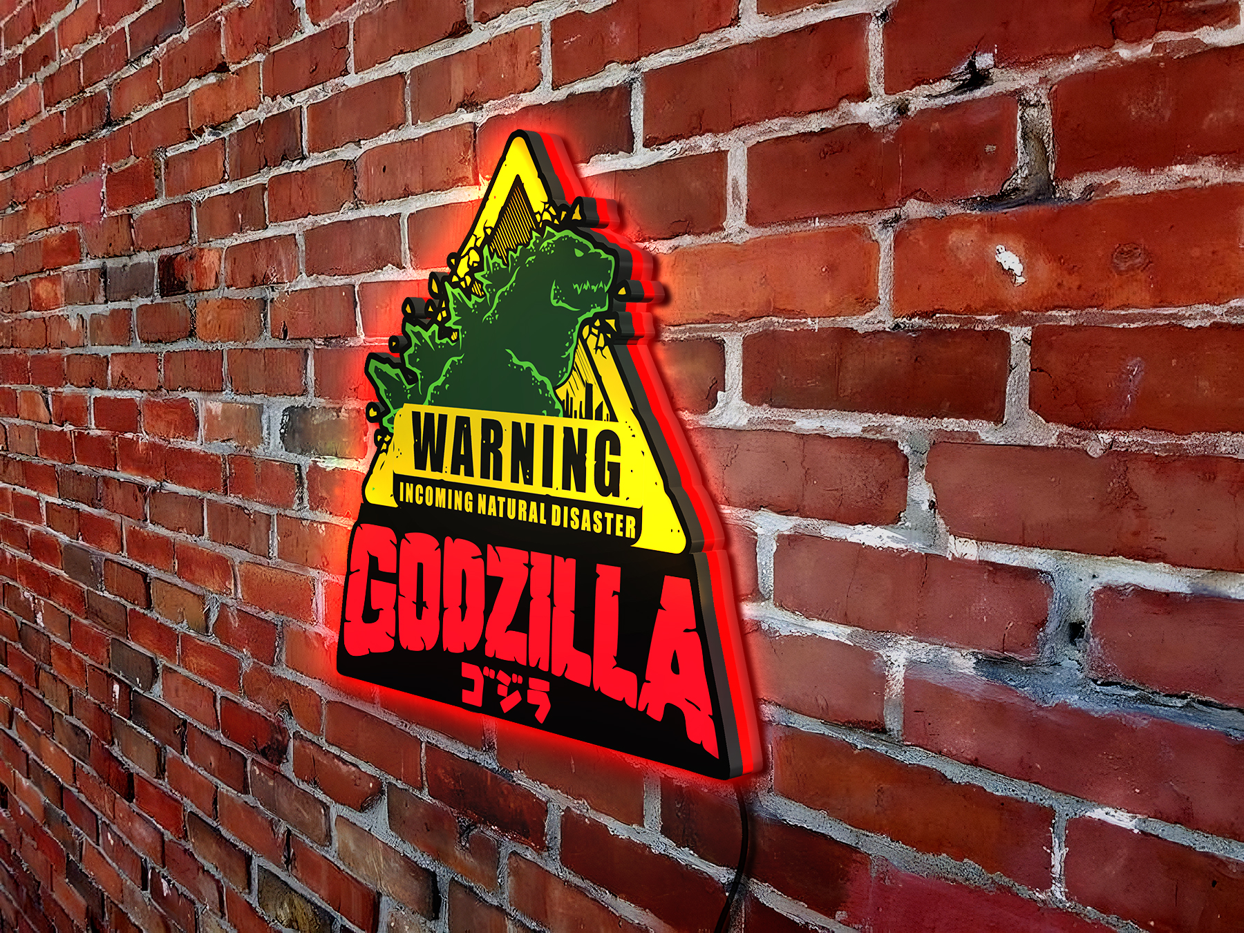 Ultra Rare Godzilla Warning Topper LED Lightbox - Limited Edition – USB – Dimmable – Premium Glow - Wall art