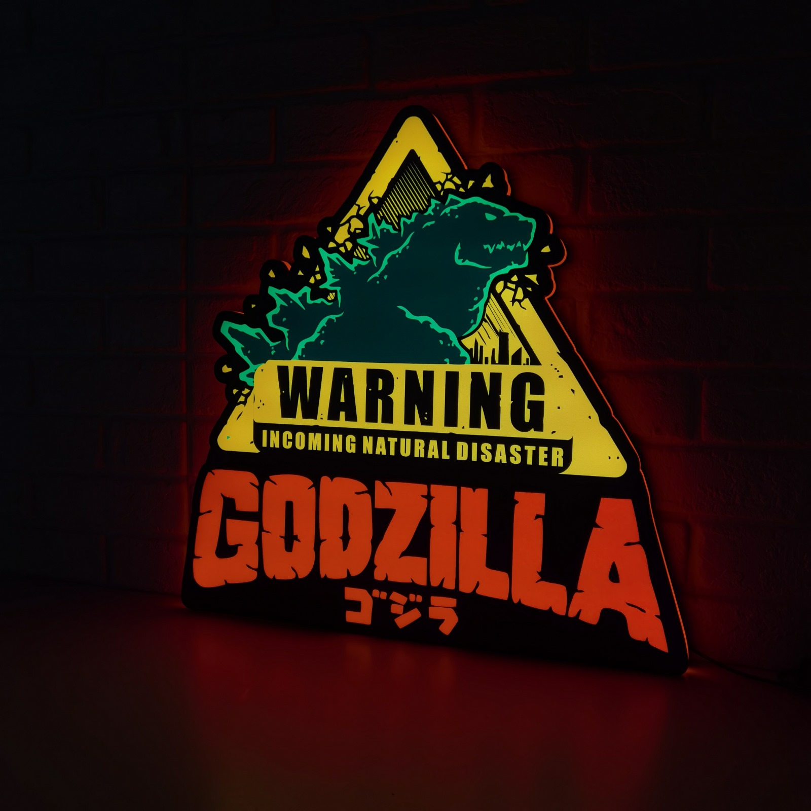 Ultra Rare Godzilla Warning Topper LED Lightbox - Limited Edition – USB – Dimmable – Premium Glow - Wall art