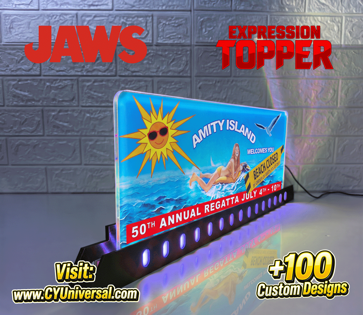 JAWS: Amity Island Beach Closed - Expression Topper with Sound-Reactive RGB Base