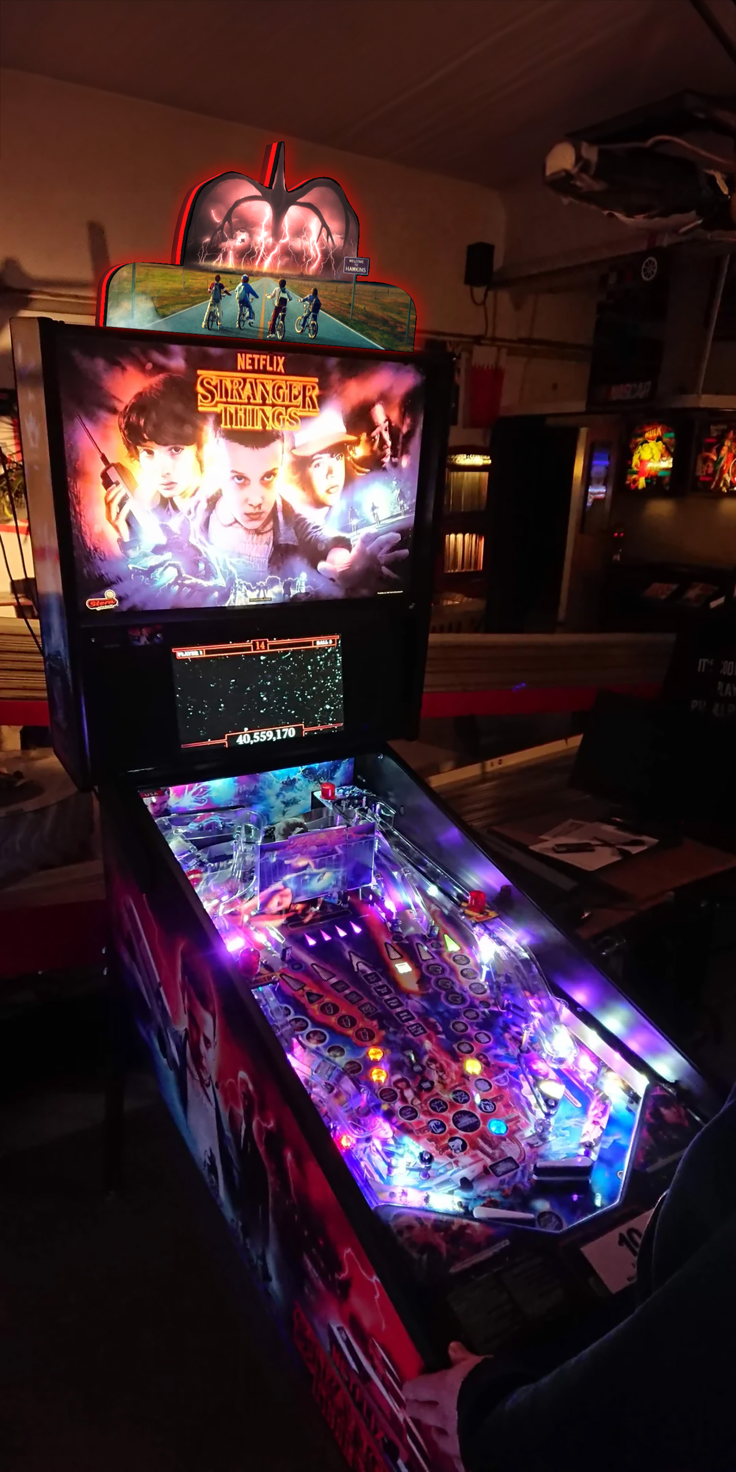 Stranger Things “Road to Hawkins” 3D LED Pinball Topper – USB Powered – Fully Dimmable