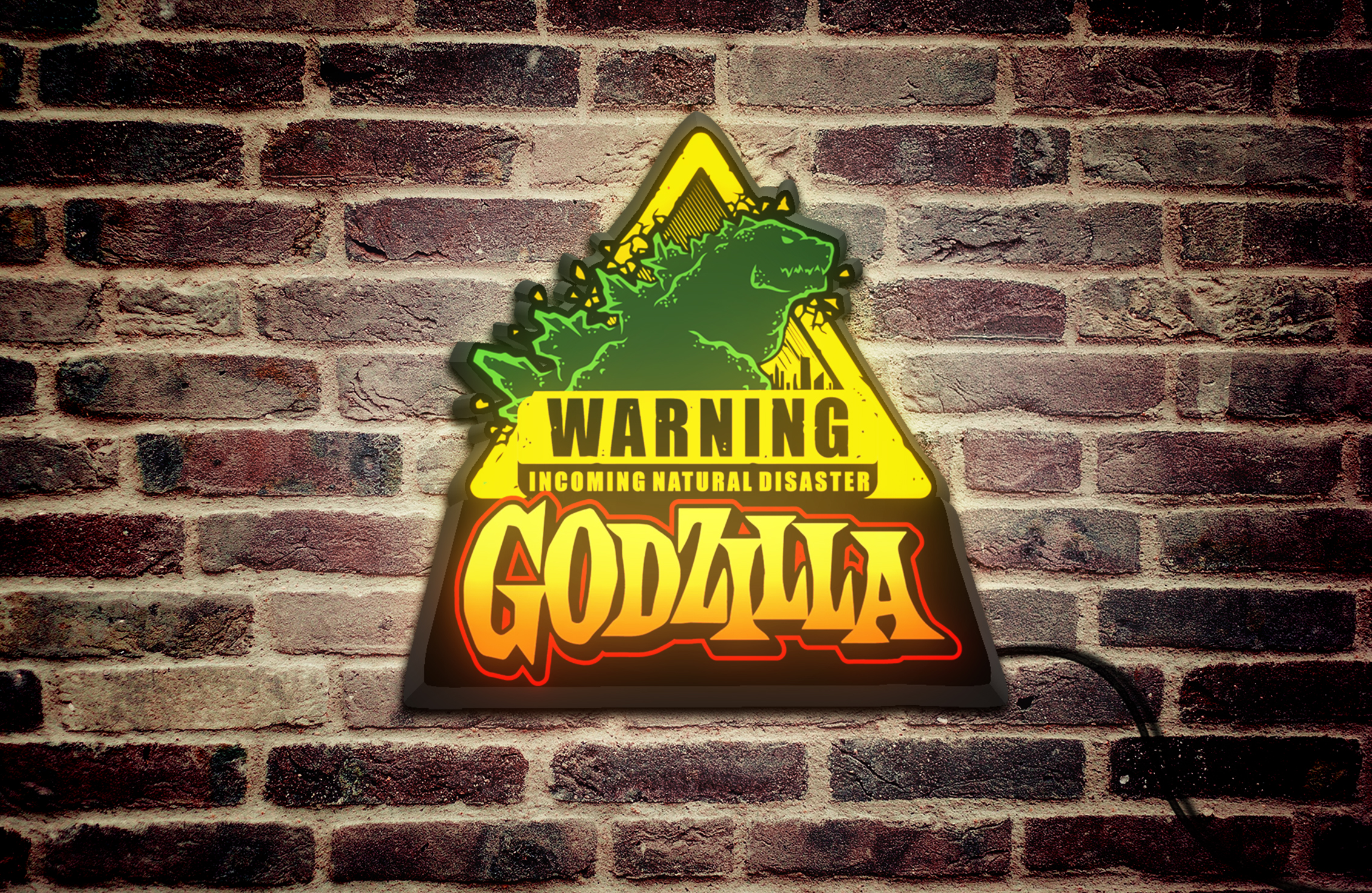 Ultra Rare Godzilla Warning Topper LED Lightbox - Limited Edition – USB – Dimmable – Premium Glow - Wall art