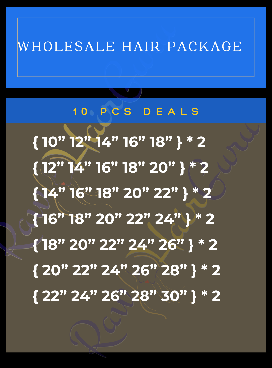 10pcs Package Deal: Bulk Wholesale Brazilian Virgin Human Hair Bundles -  100g each.