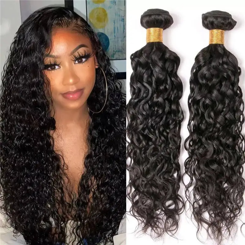 300g  Bundles w/ 5×5 Closure, 10-30 Inch   Brazilian straight water waves 