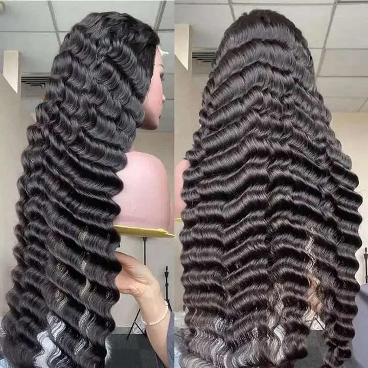 Transparent HD lace wig Wholesale Deep Wave 5x5 Lace Closure Black Wigs 180% Density