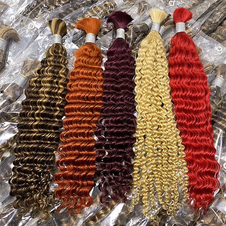 Raw Hair G Human Bulk Hair - Brazilian deep waves color 4/27 , 4/30, 1b (No Weft) 300g