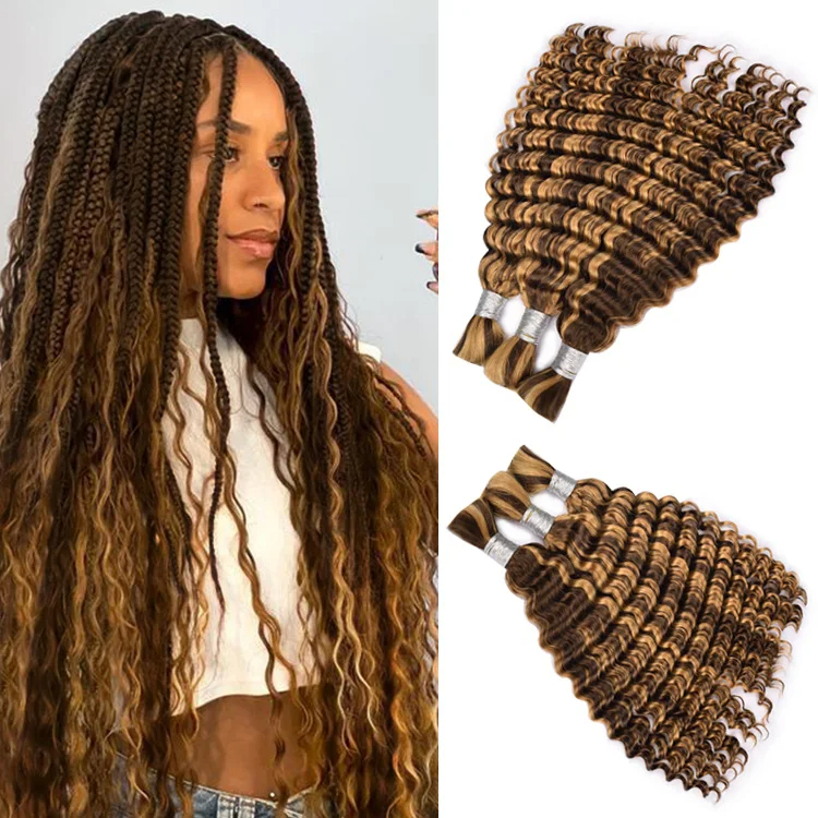 Raw Hair G Human Bulk Hair - Brazilian deep waves color 4/27 , 4/30, 1b (No Weft) 300g