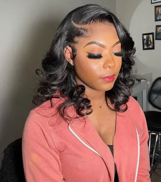 Glueless Lace Wig Loose Body Wave Pre-Cut HD Lace Wig Bleached Knots ,Shoulder Length 