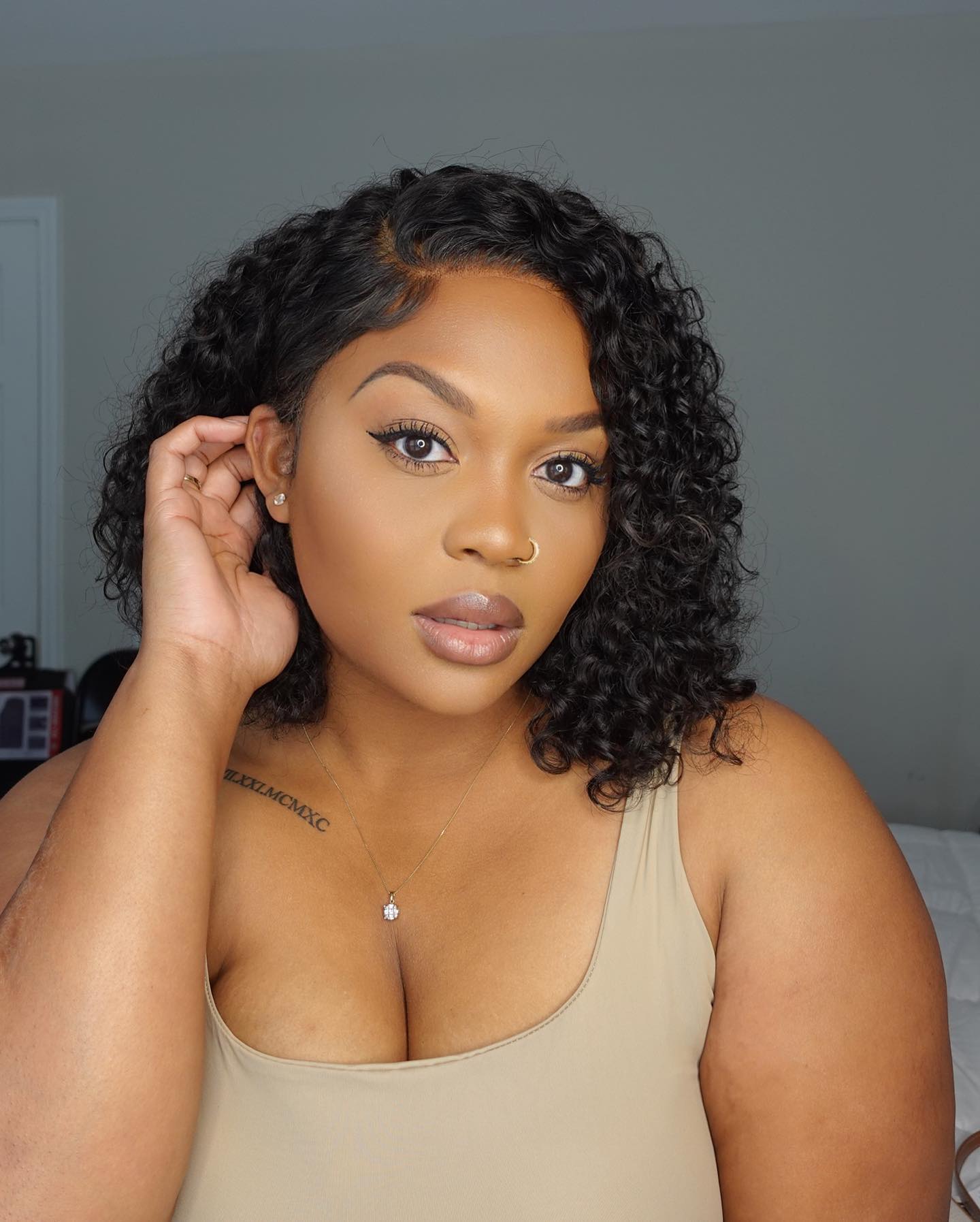 Raw Hair Guru Curly Glueless Wig Pre-Cut Lace & Bleached Knots Put on & Go Short Curly Bob Wig