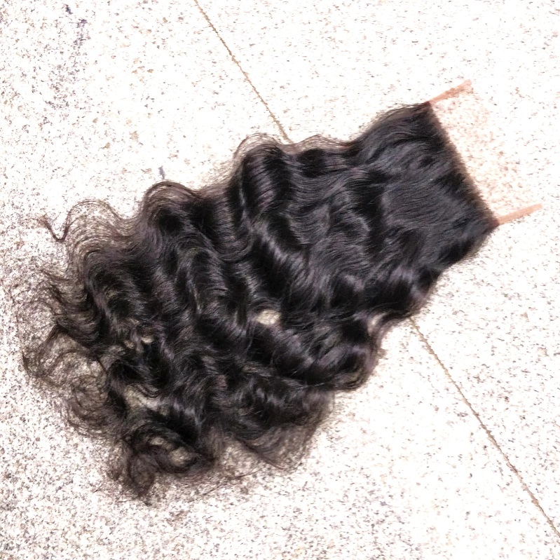 Raw Indian Sea wavy curls Closure HD swiss transparent lace closure