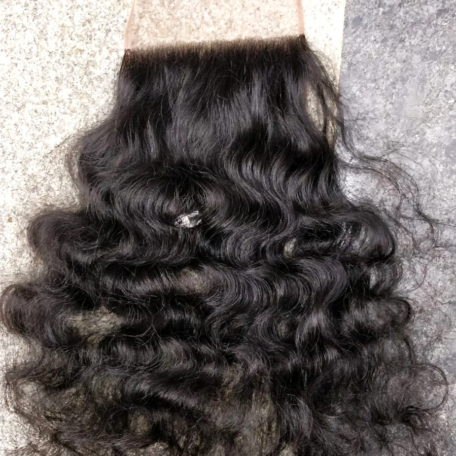 Raw Indian Sea wavy curls Closure HD swiss transparent lace closure