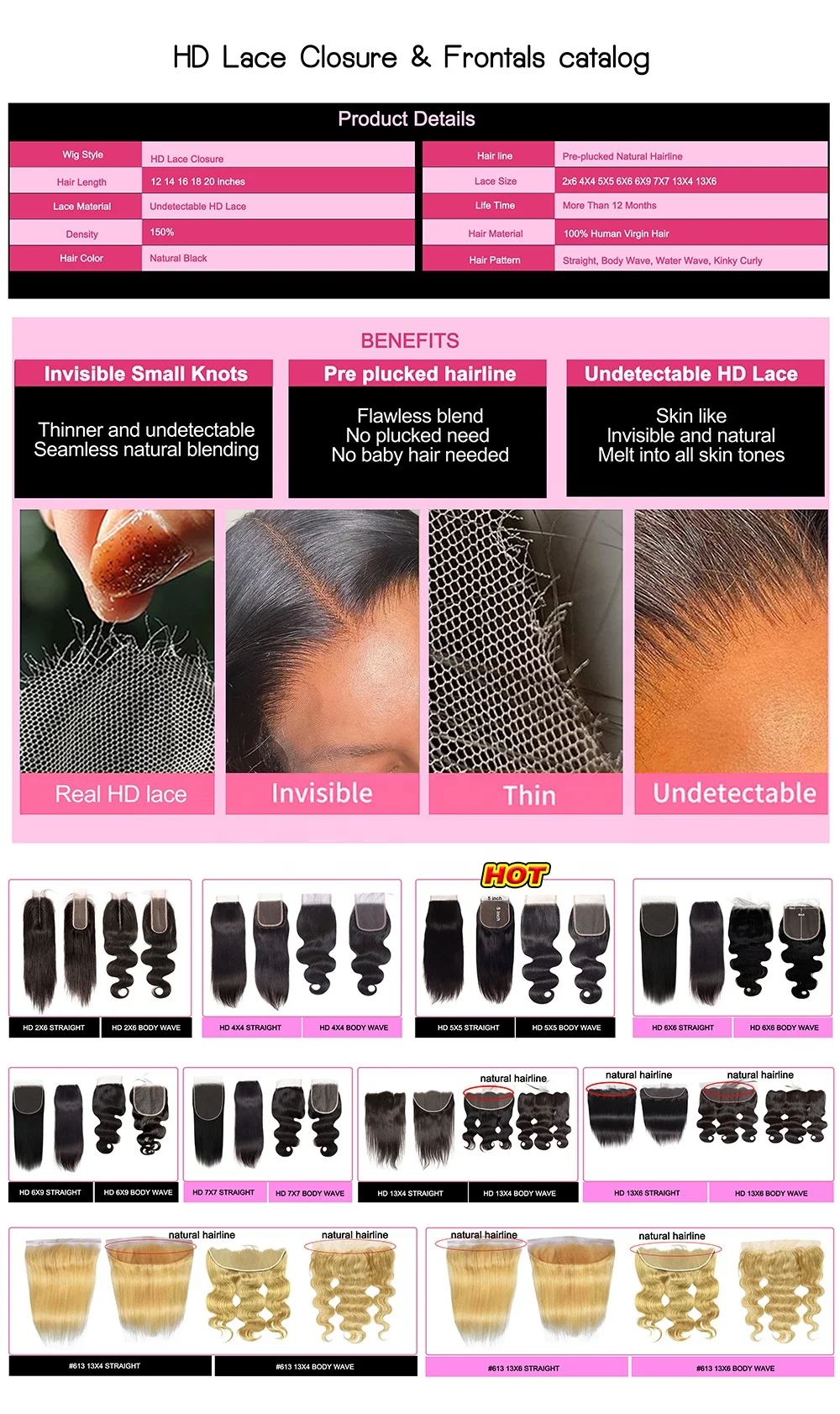 20pcs 12-20" Mix Wholesale 12A HD Lace Brazilian Virgin Hair, Bulk Lace Closure deals 1b  Body waves