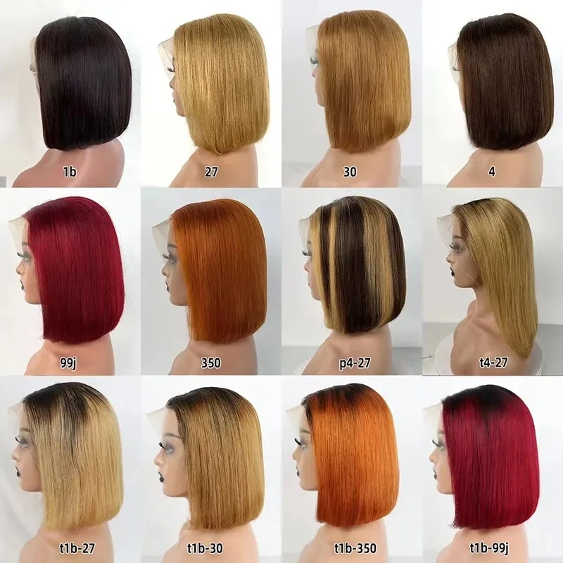 150%   Straight Bob lace Wigs  Brazilian virgin Hair 13x4
