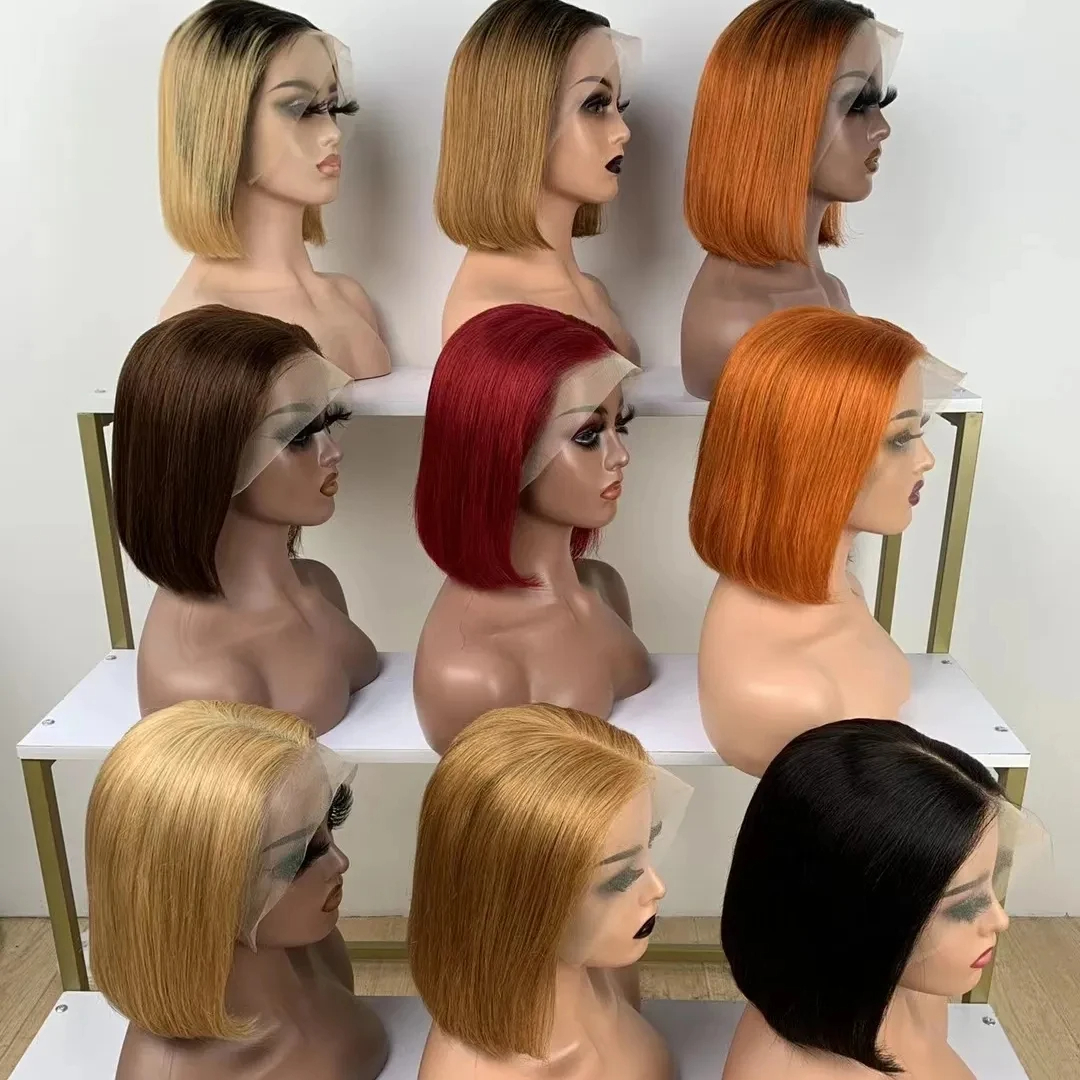 150%   Straight Bob lace Wigs  Brazilian virgin Hair 13x4