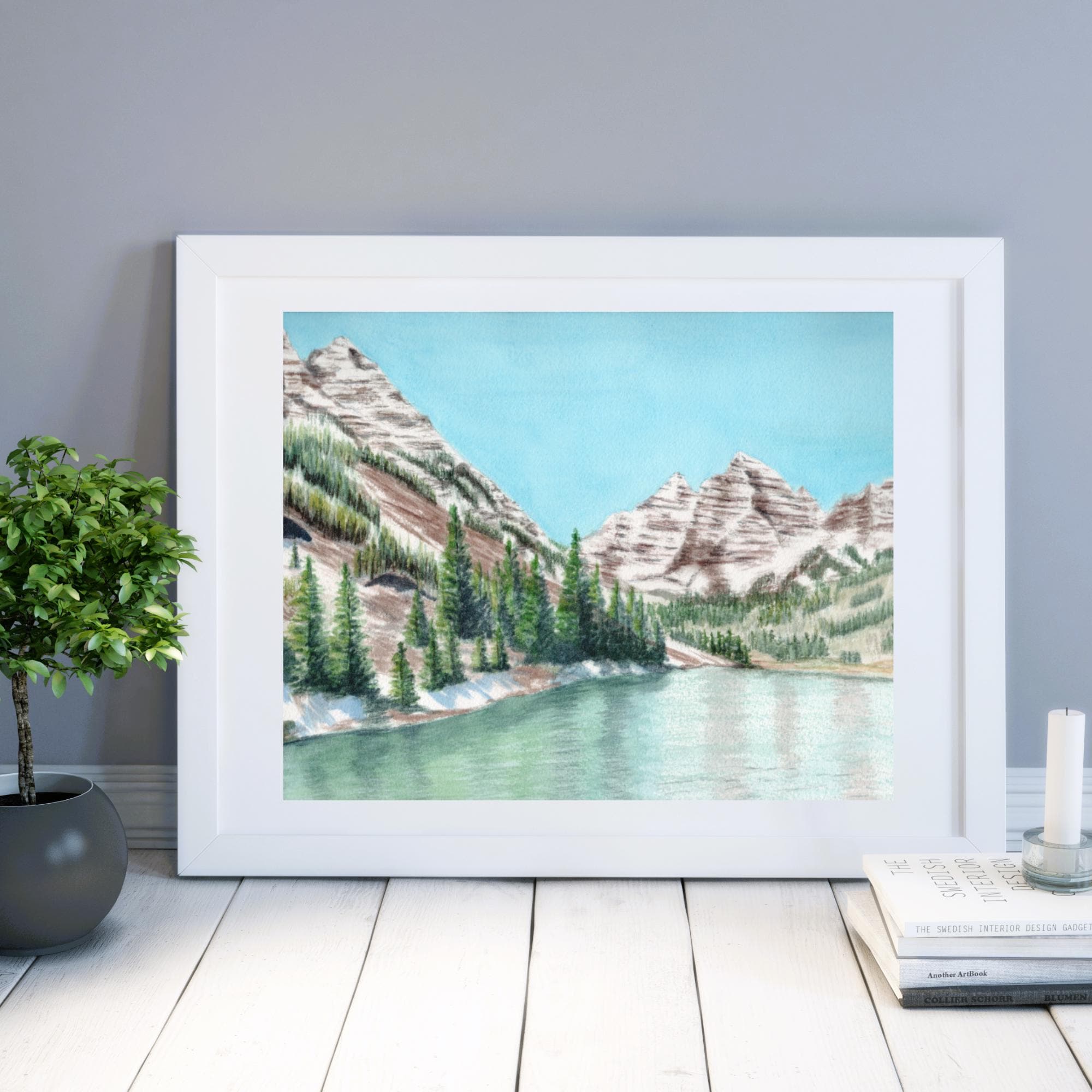 Mountain Lake Landscape Art Print; Colorado's Maroon Bells