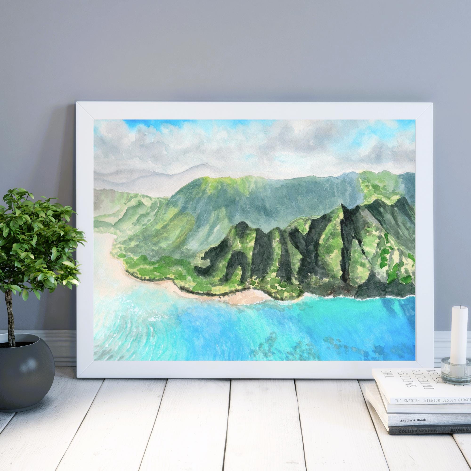 Island Mountain Landscape Art Print; Na Pali Hawaii