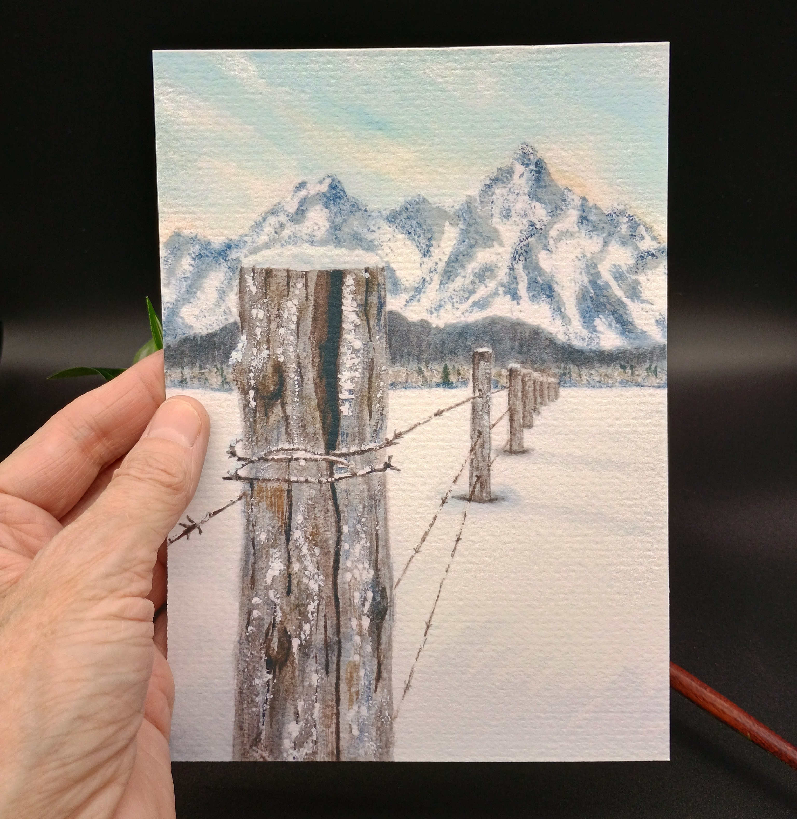 Snowy Mountain Fence Art Print