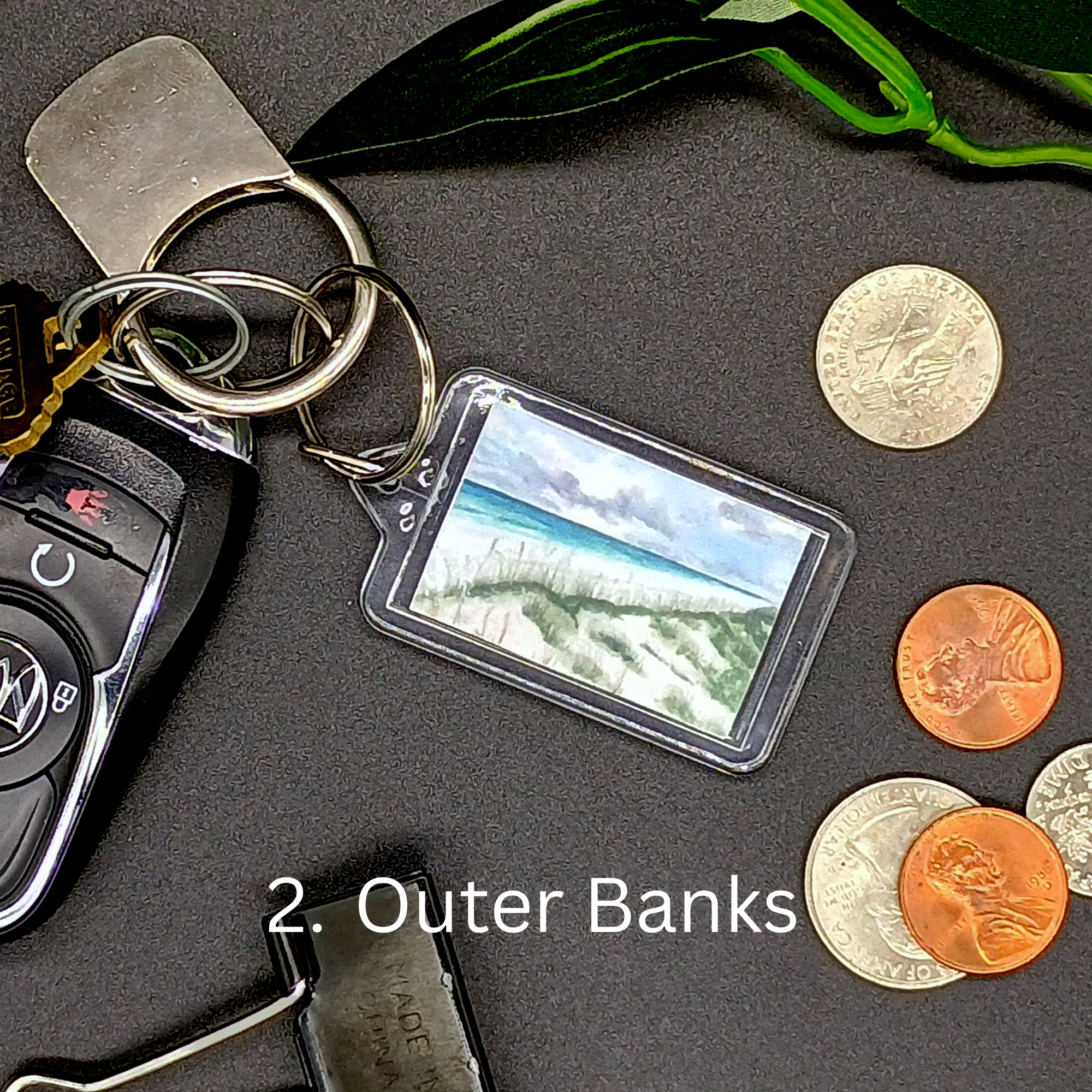 Acrylic keychain with watercolor art print; small nature inspired landscape art