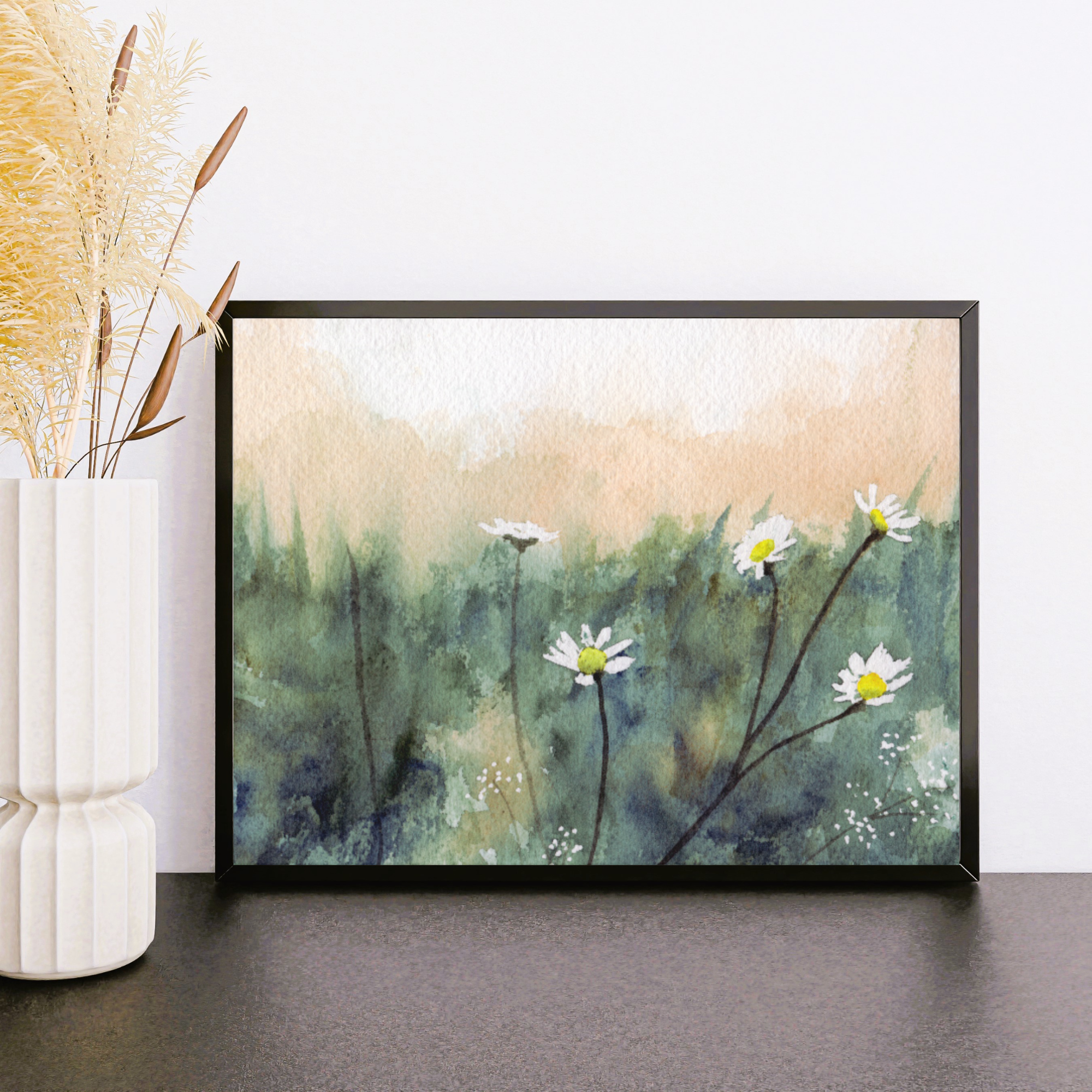 Watercolor Daisy Meadow Art Print