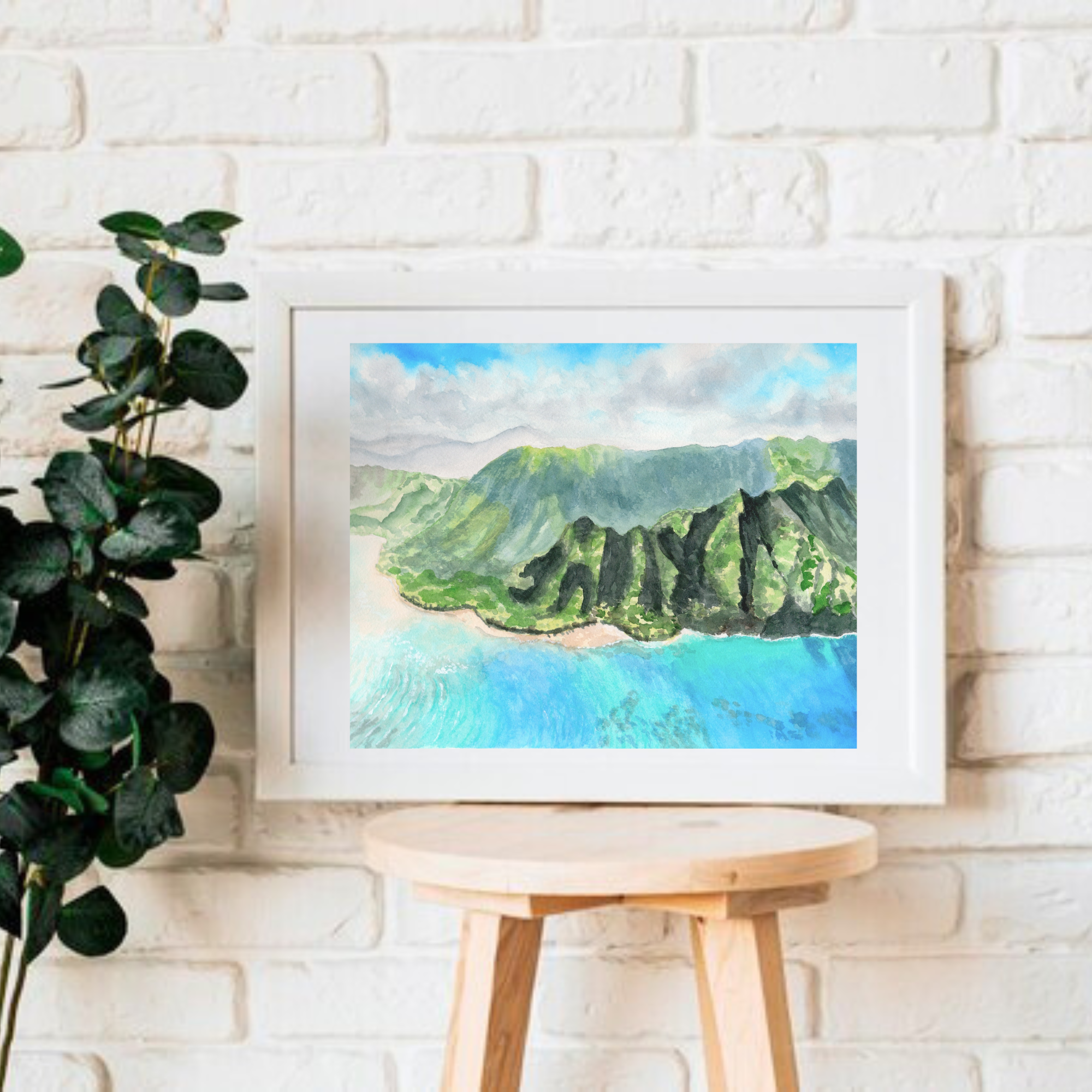 Island Mountain Landscape Art Print; Na Pali Hawaii