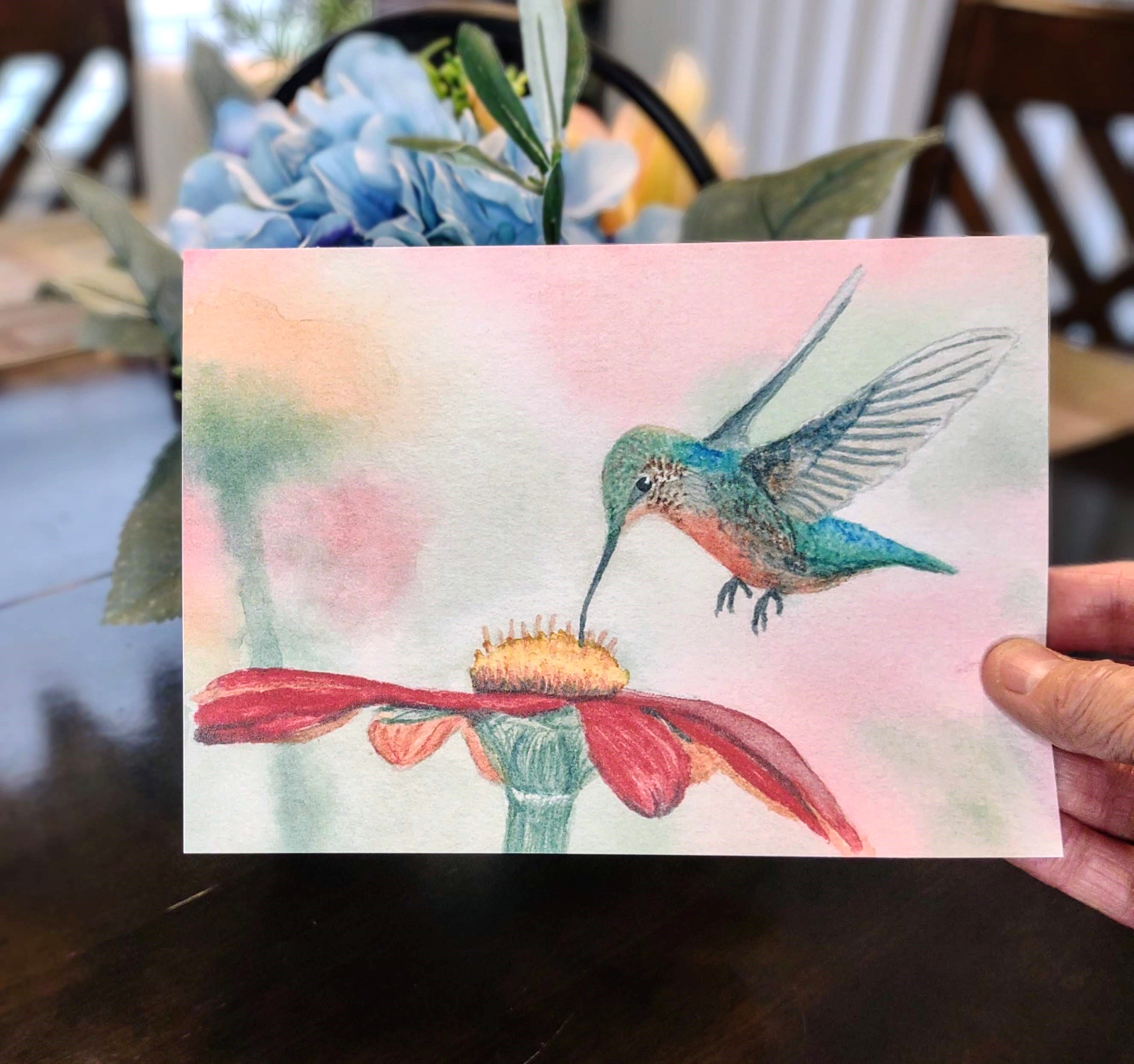 Hummingbird Watercolor Print: Bird Lover Gift