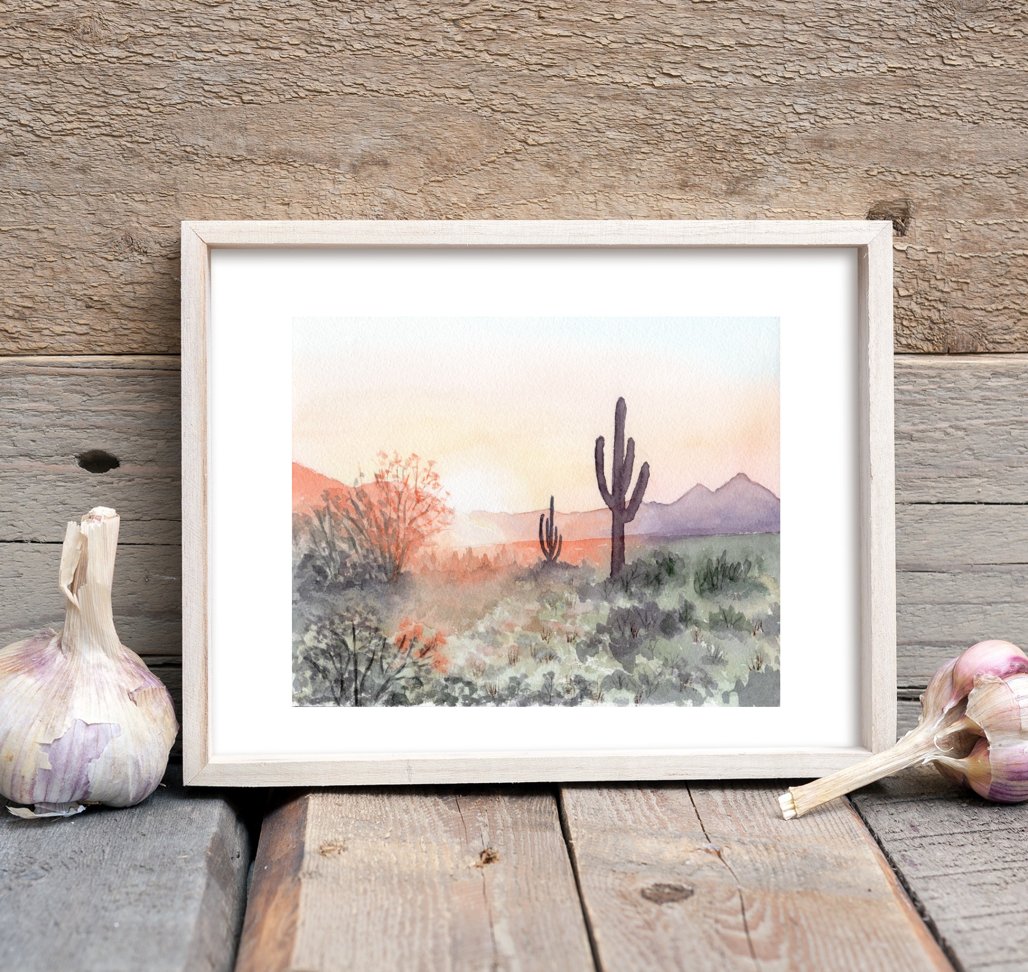 Desert Sunset Watercolor Print