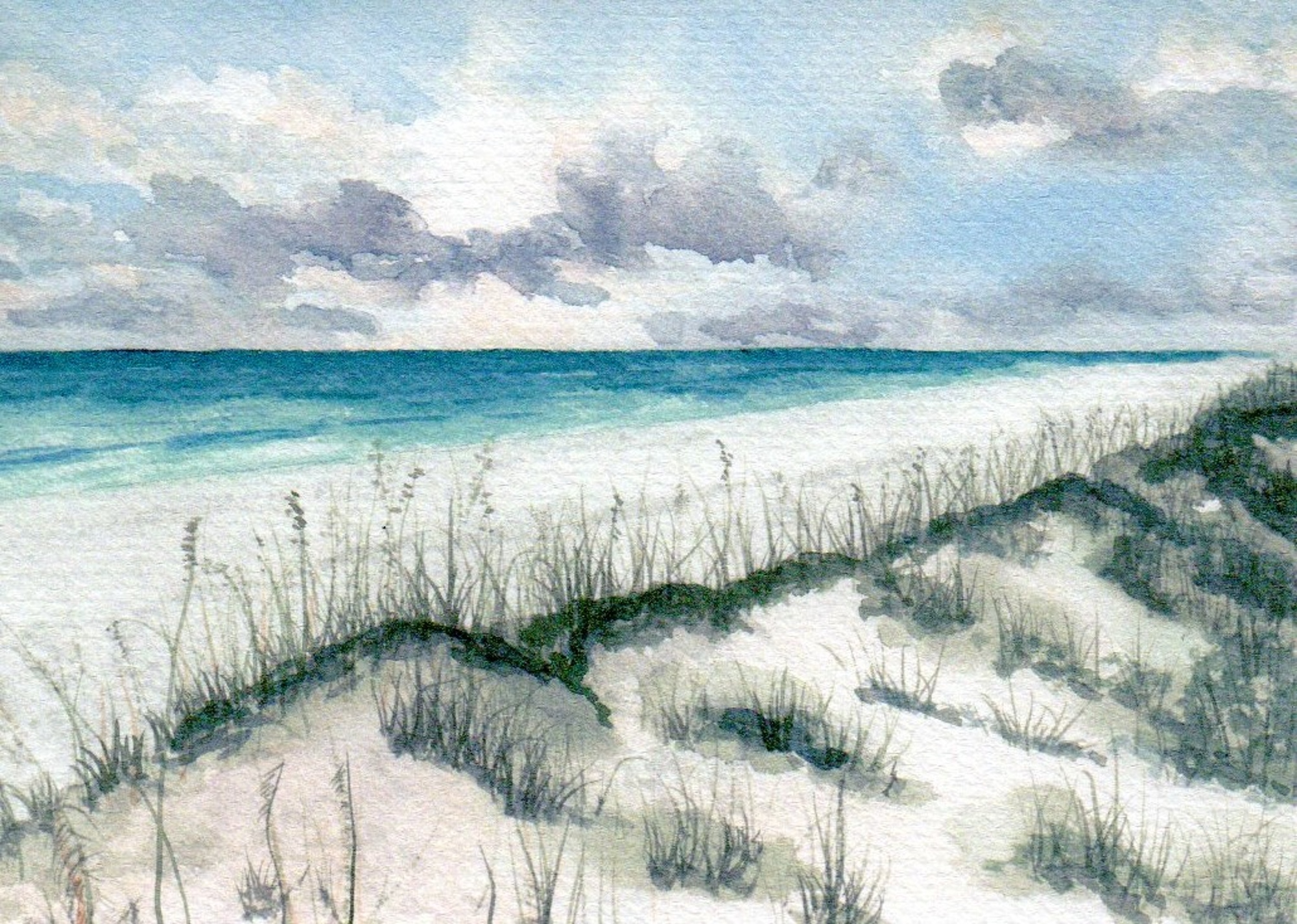 Coastal Dune Watercolor Print
