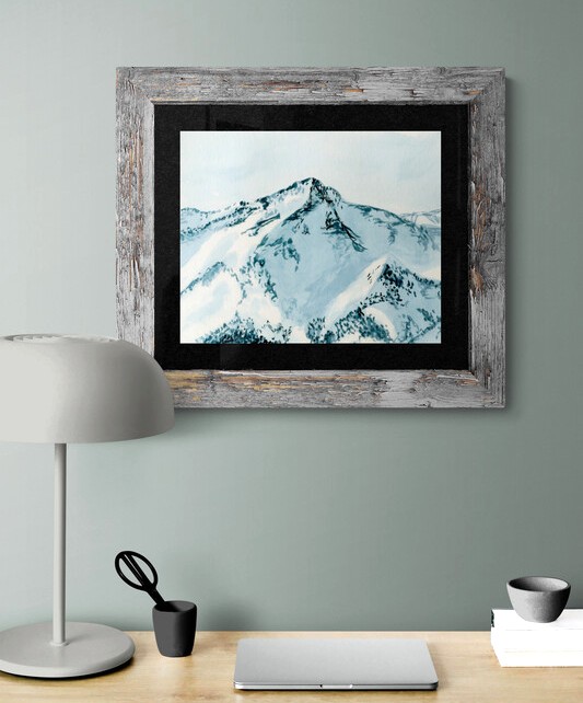 Snowy Mountain Top Watercolor Art Print