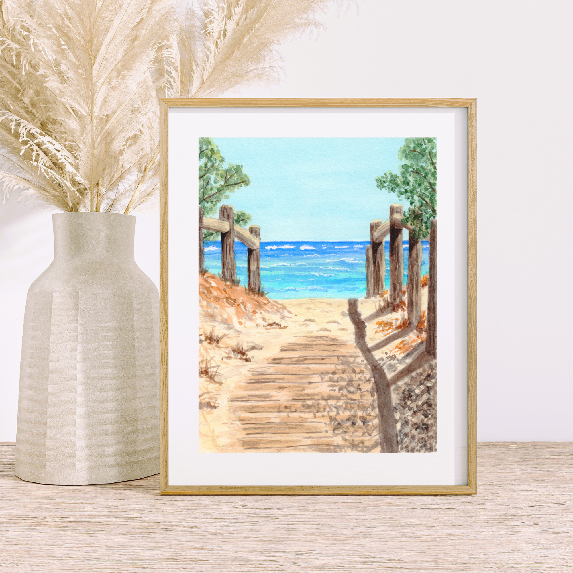 Beach Path Watercolor Art Print