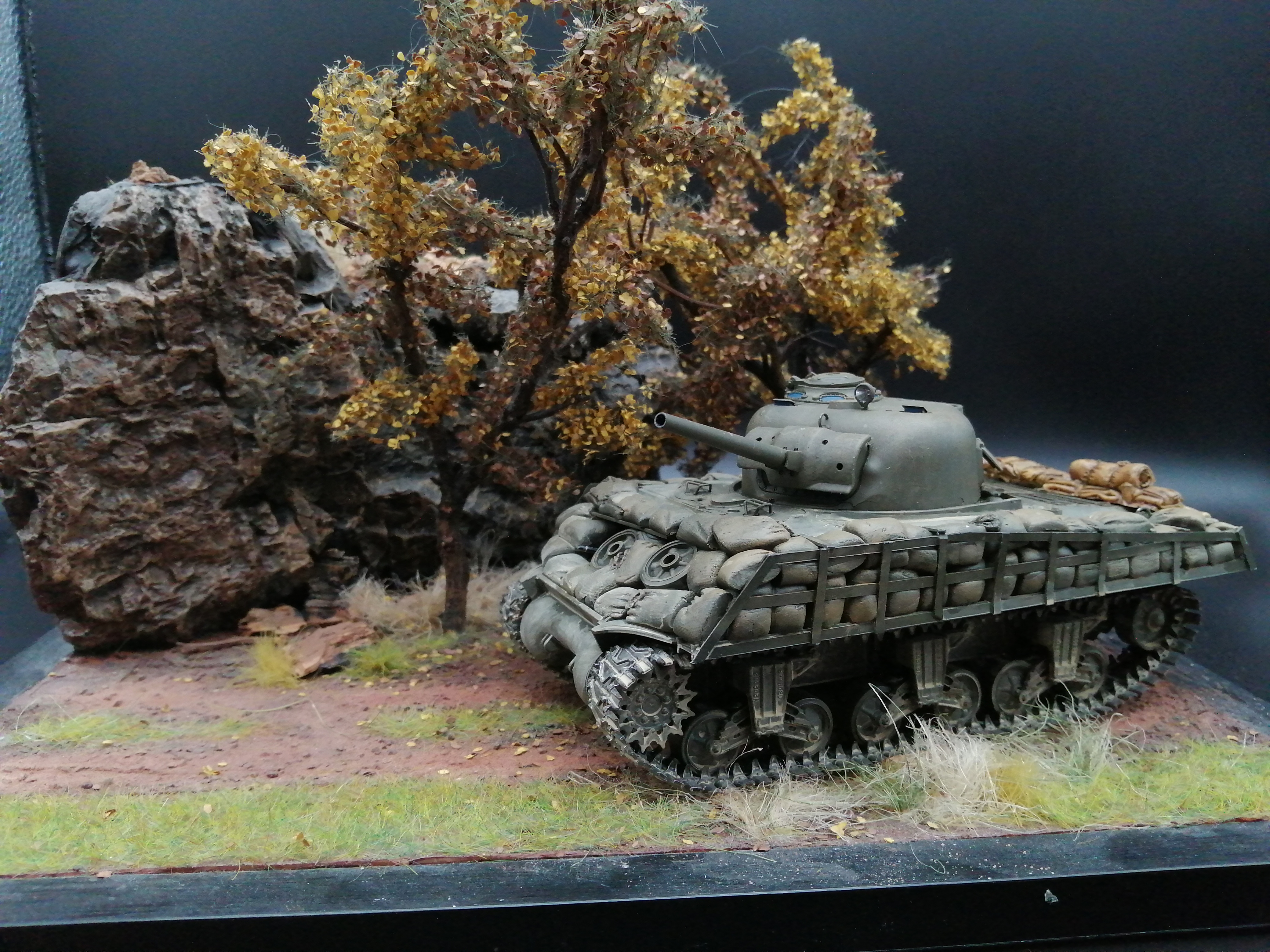 (Pre-Order) Tamiya U.S. Sherman M4A3 1:35, Built & Painted conversion with sandbags