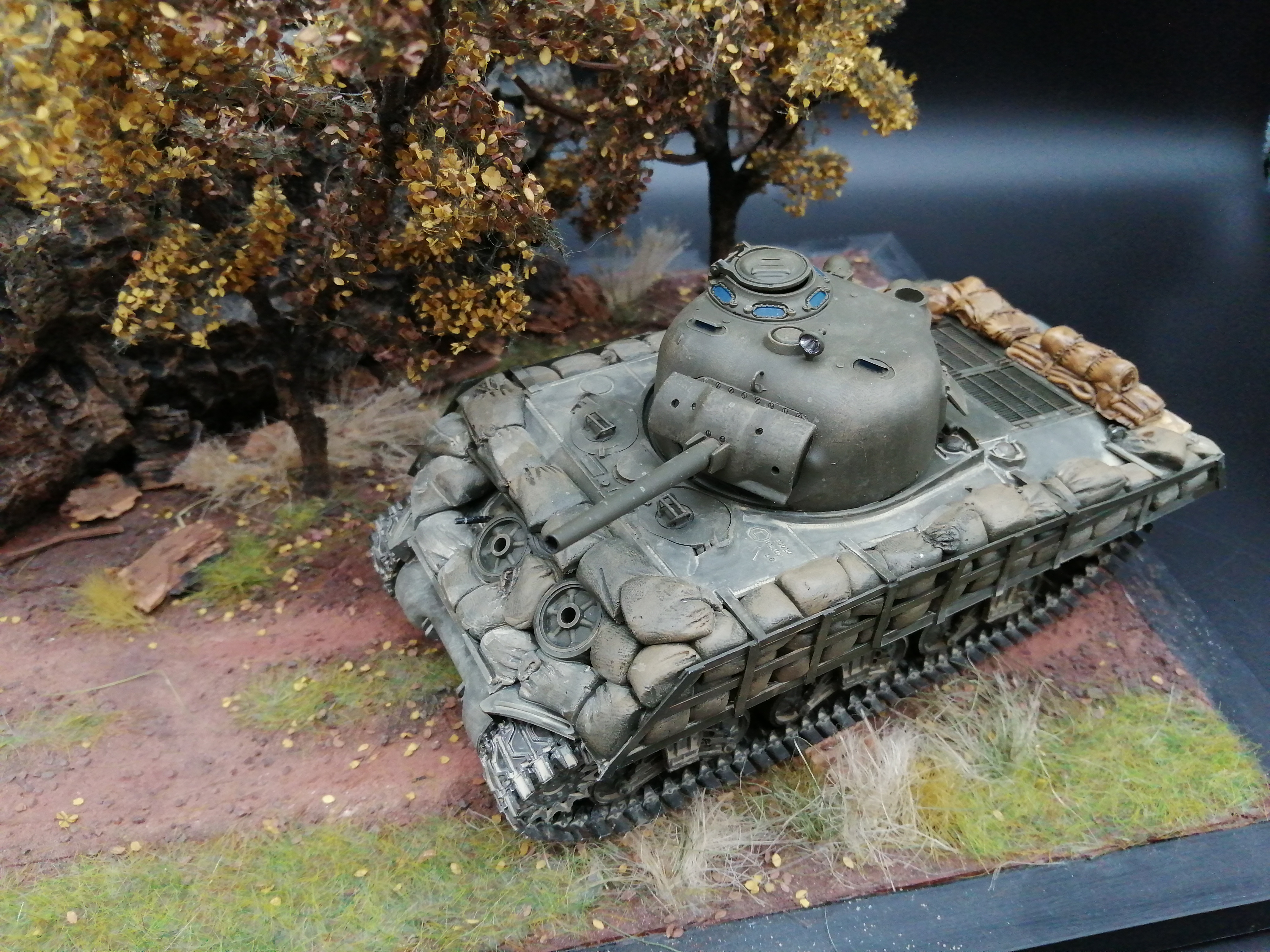 (Pre-Order) Tamiya U.S. Sherman M4A3 1:35, Built & Painted conversion with sandbags