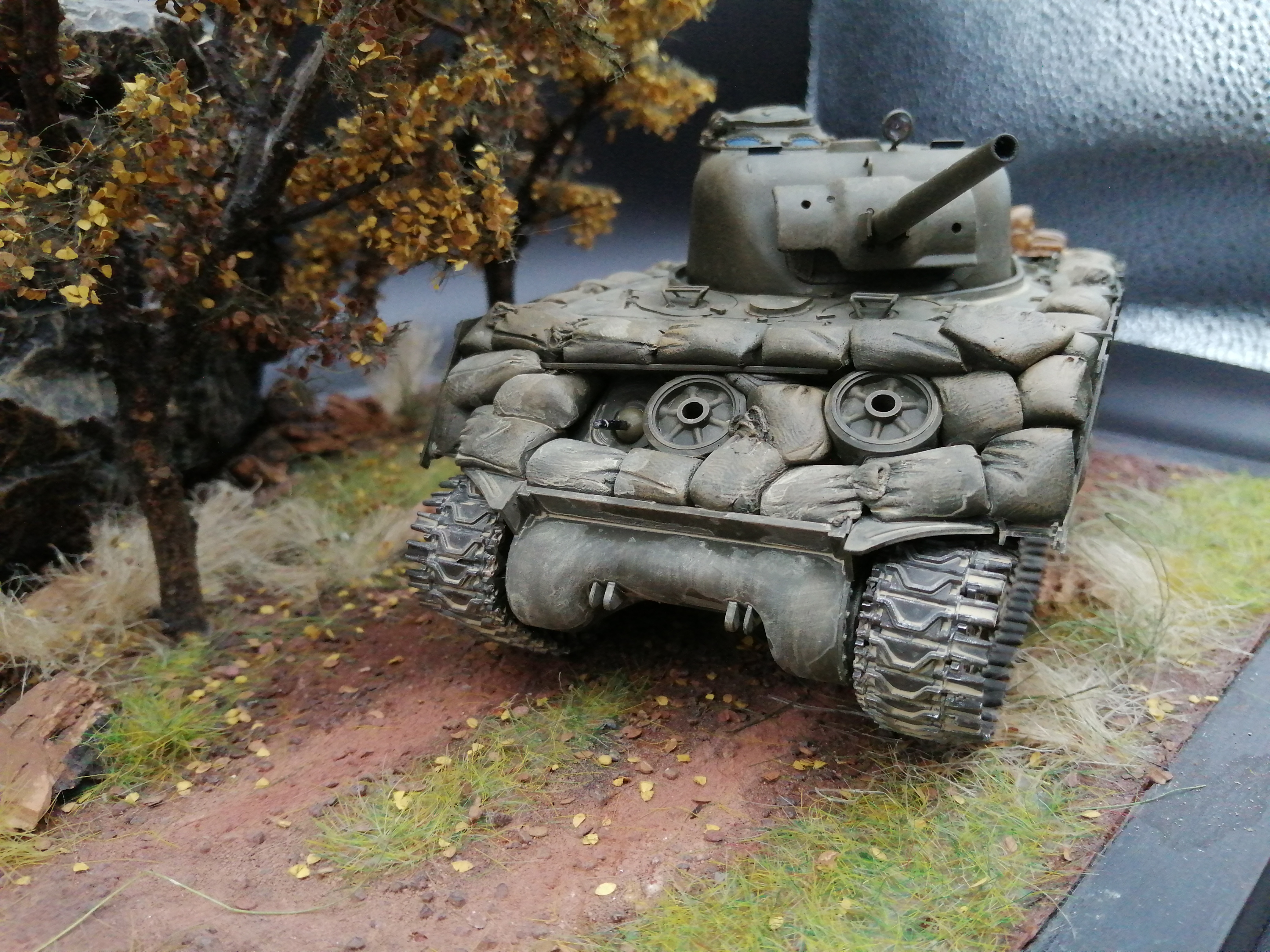 (Pre-Order) Tamiya U.S. Sherman M4A3 1:35, Built & Painted conversion with sandbags