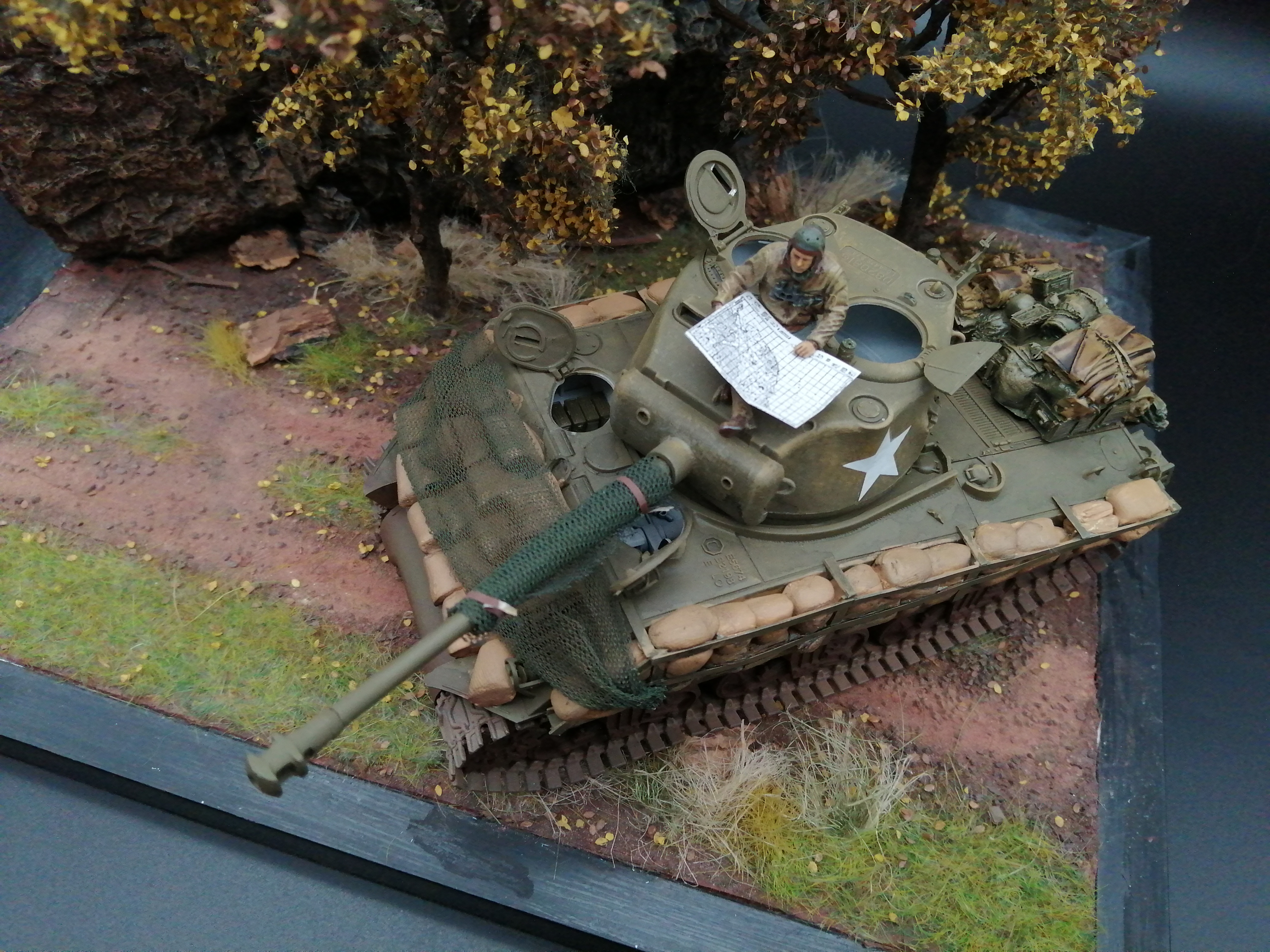 (Pre-Order) Tamiya U.S. Sherman M4A3 1:35, Built & Painted conversion with sandbags