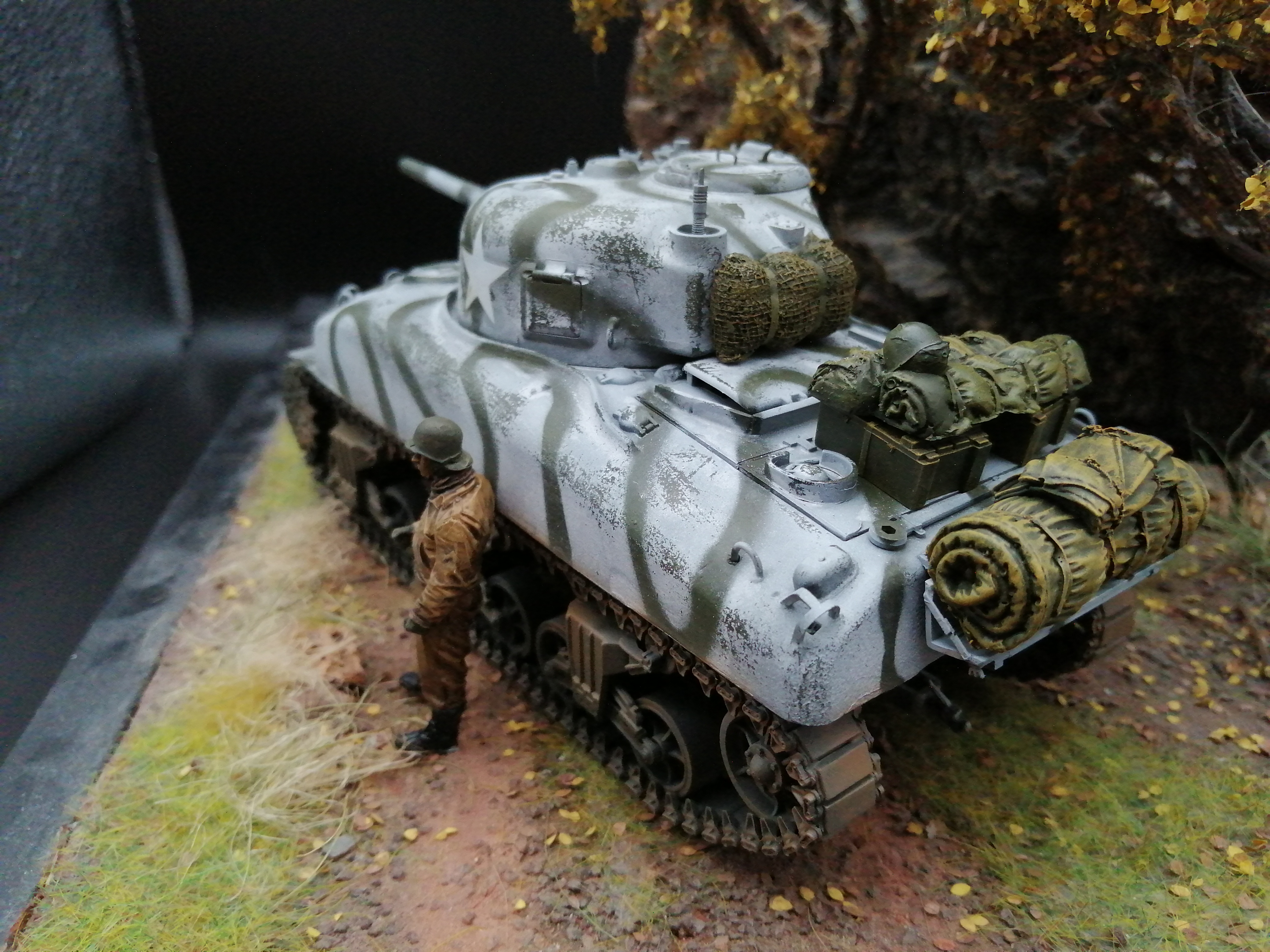(Pre-Order) Tamiya US tank Sherman M4A2 1:35, Built & Painted winter variant