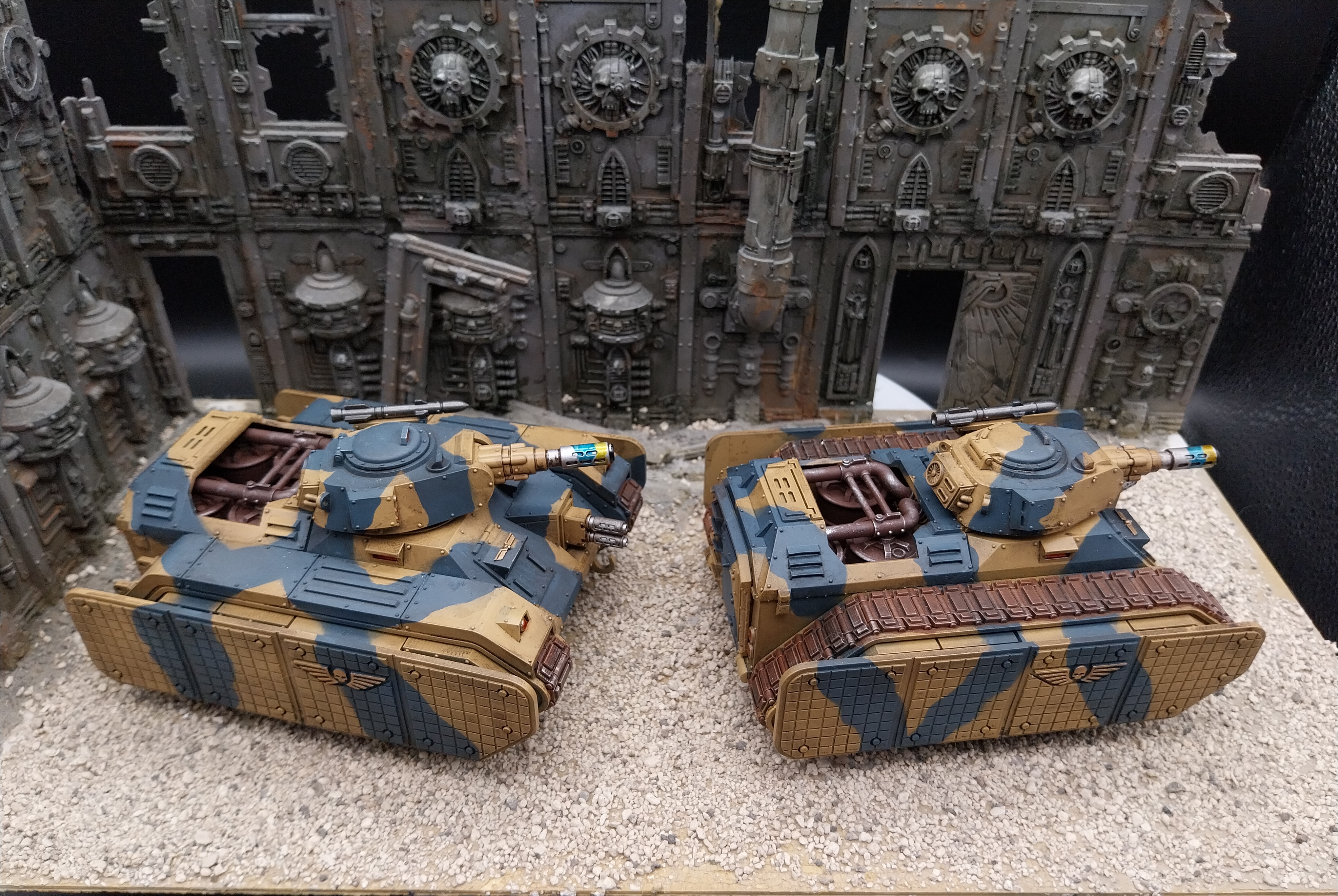 Warhammer 40k Death Korps of Krieg hellhound tank painted with camouflage