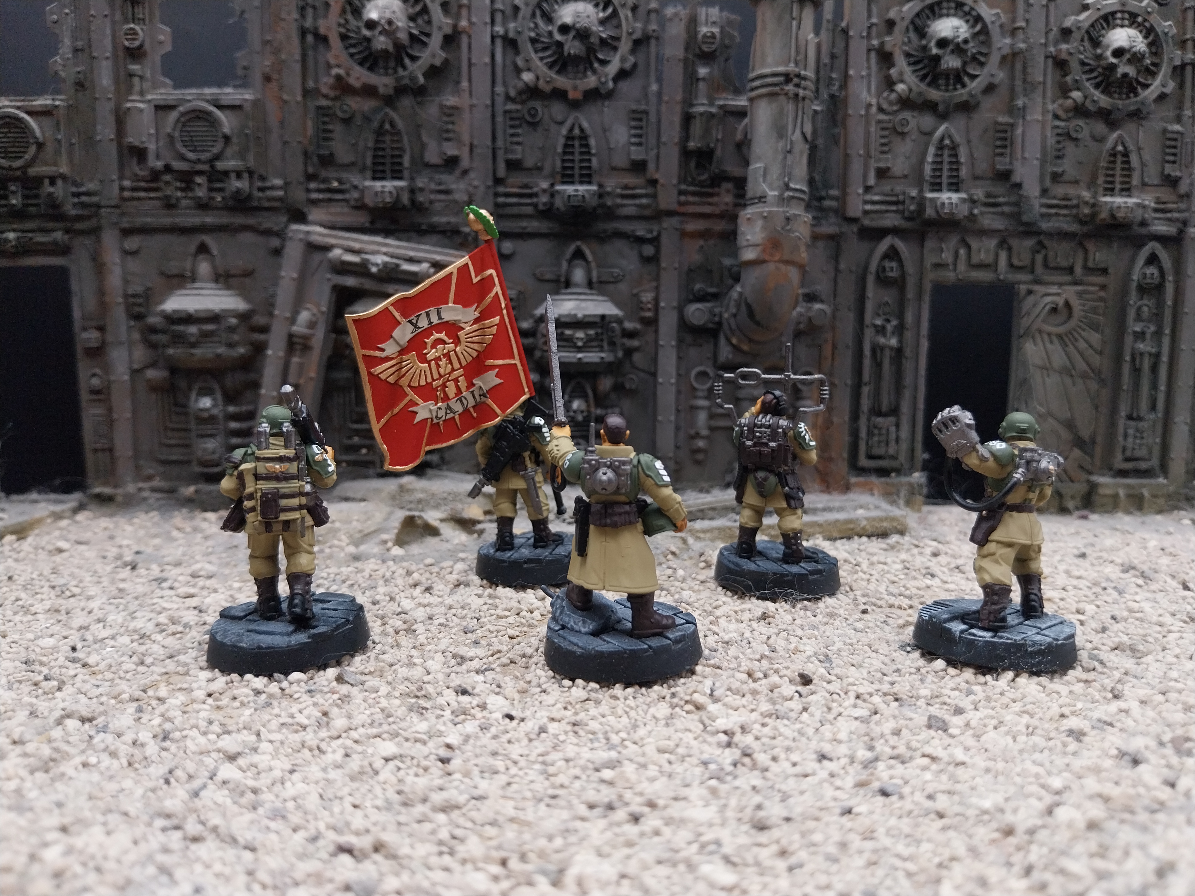 warhammer 40k Cadian Command Squad 5x models Built & Painted