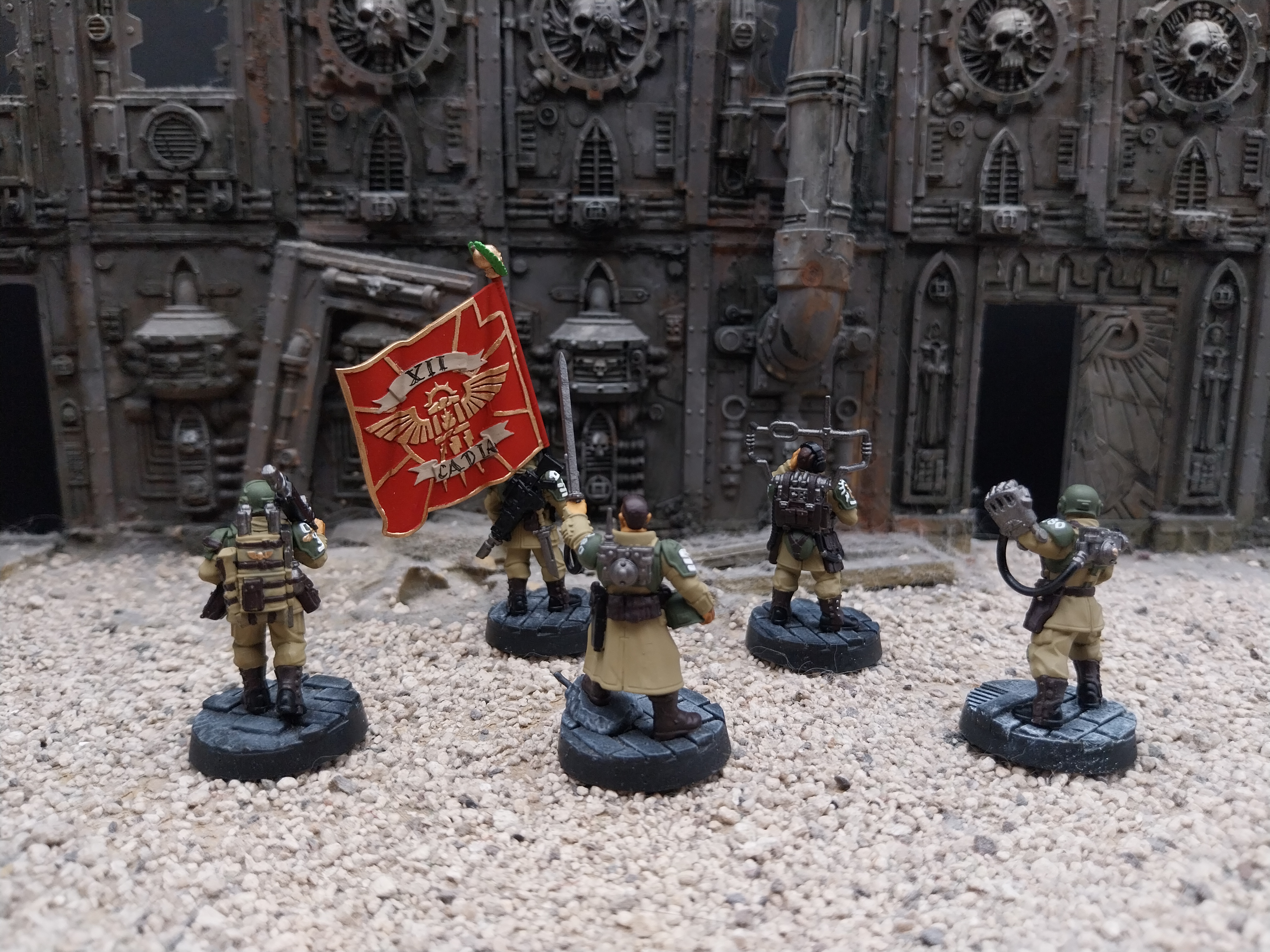 warhammer 40k Cadian Command Squad 5x models Built & Painted