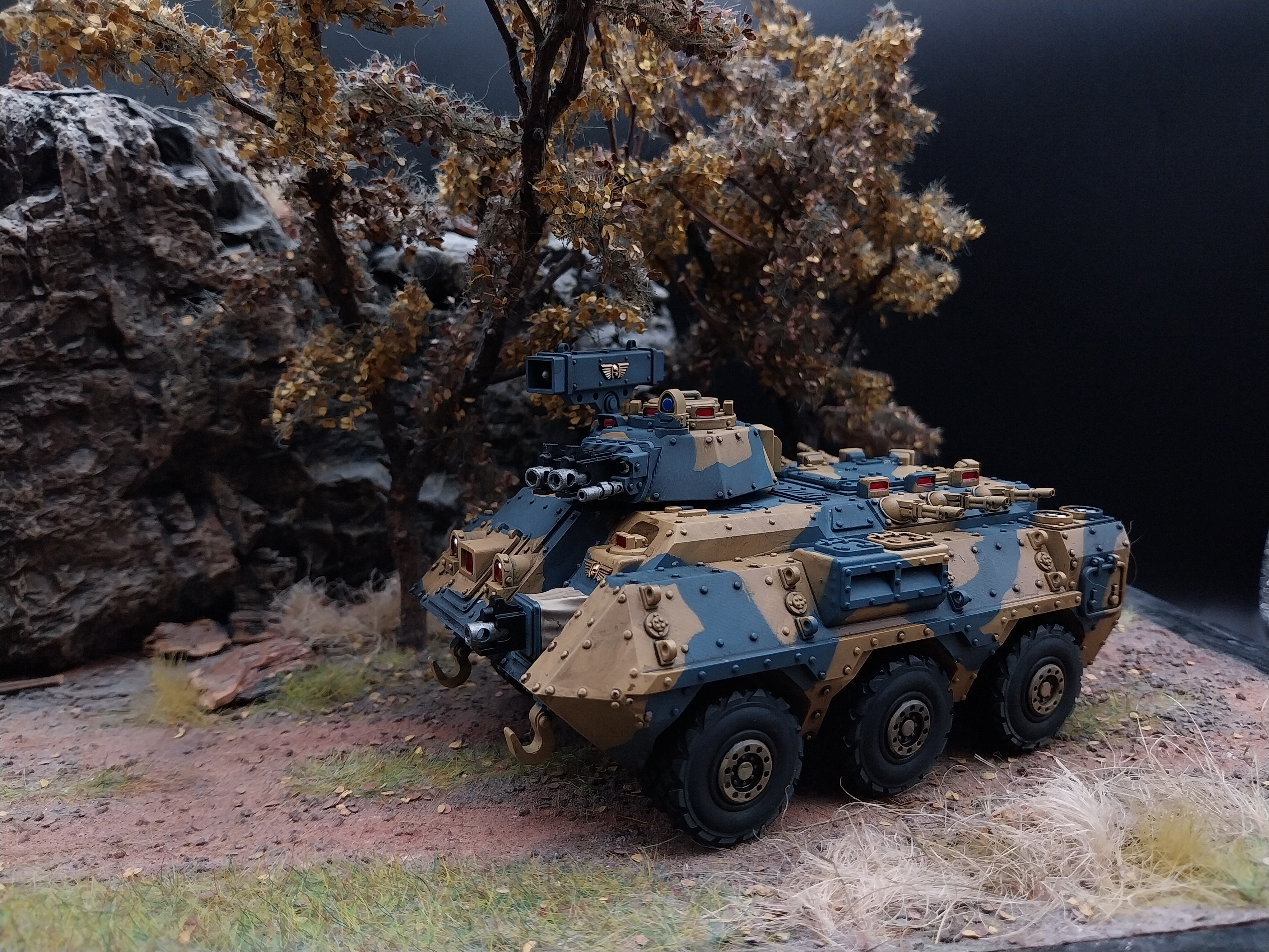 Warhammer 40k Death Korps of Krieg chimera modification "Greyhound" painted with camouflage
