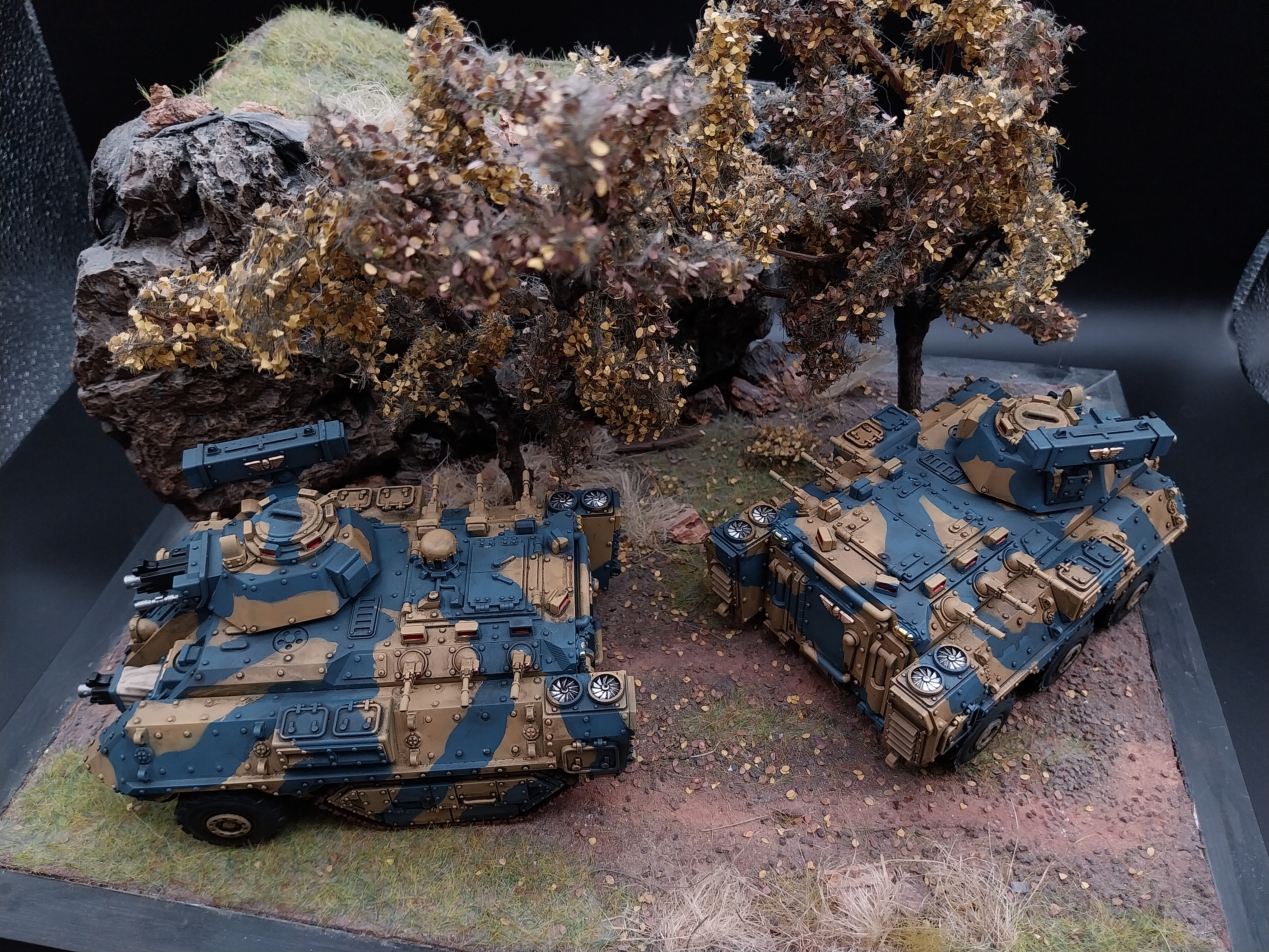 Warhammer 40k Death Korps of Krieg chimera modification "Greyhound" painted with camouflage
