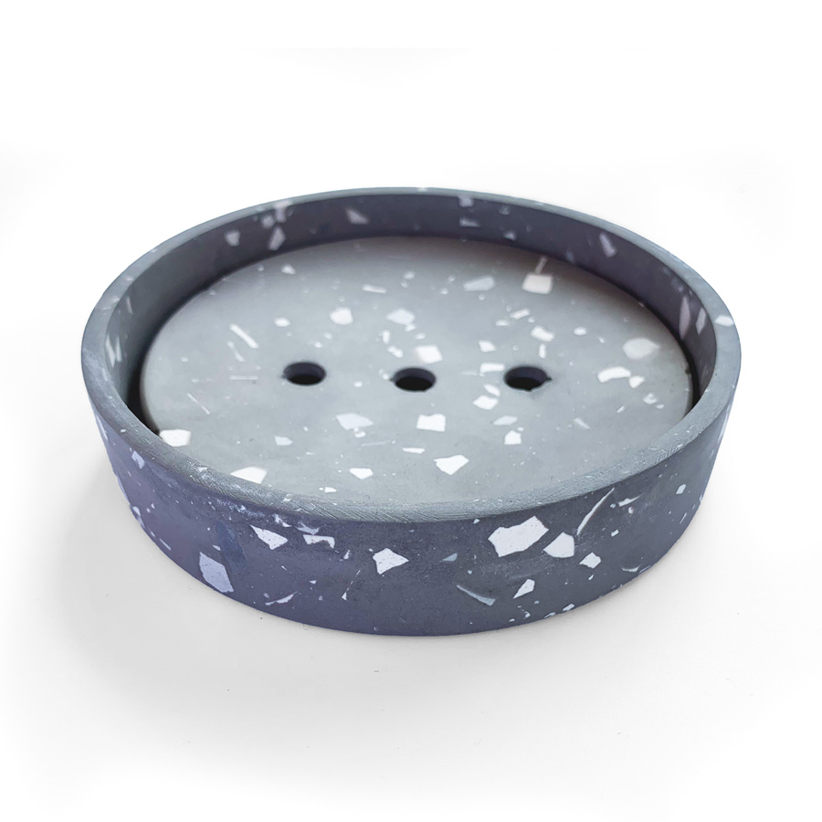 Jabonera redonda gris oscuro