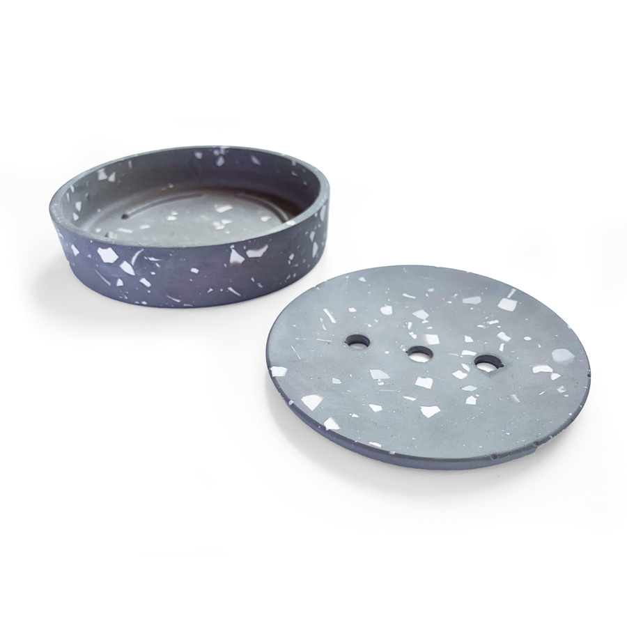 Jabonera redonda gris oscuro