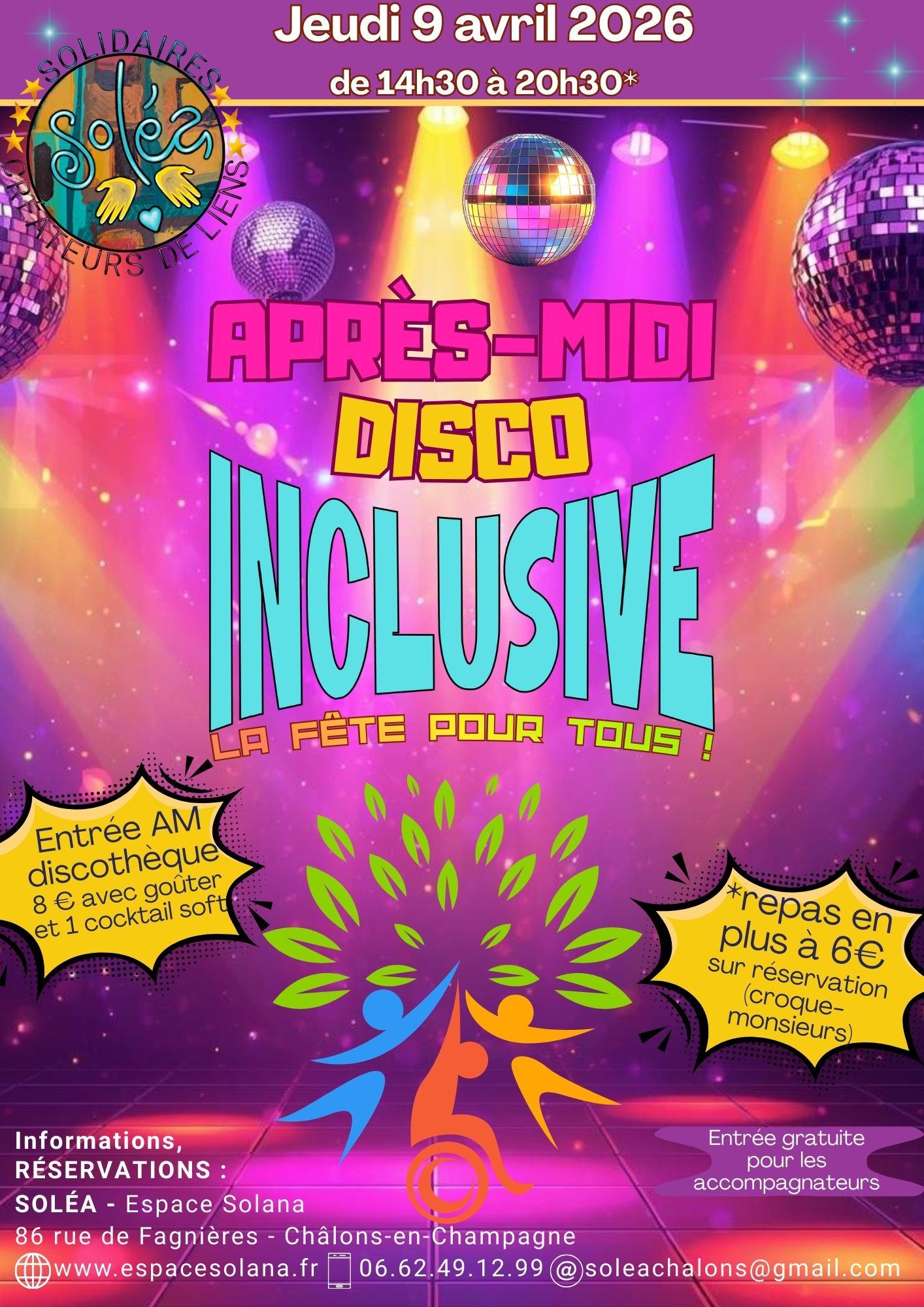 Après-midi Disco Inclusive + REPAS du 9 avril 2026