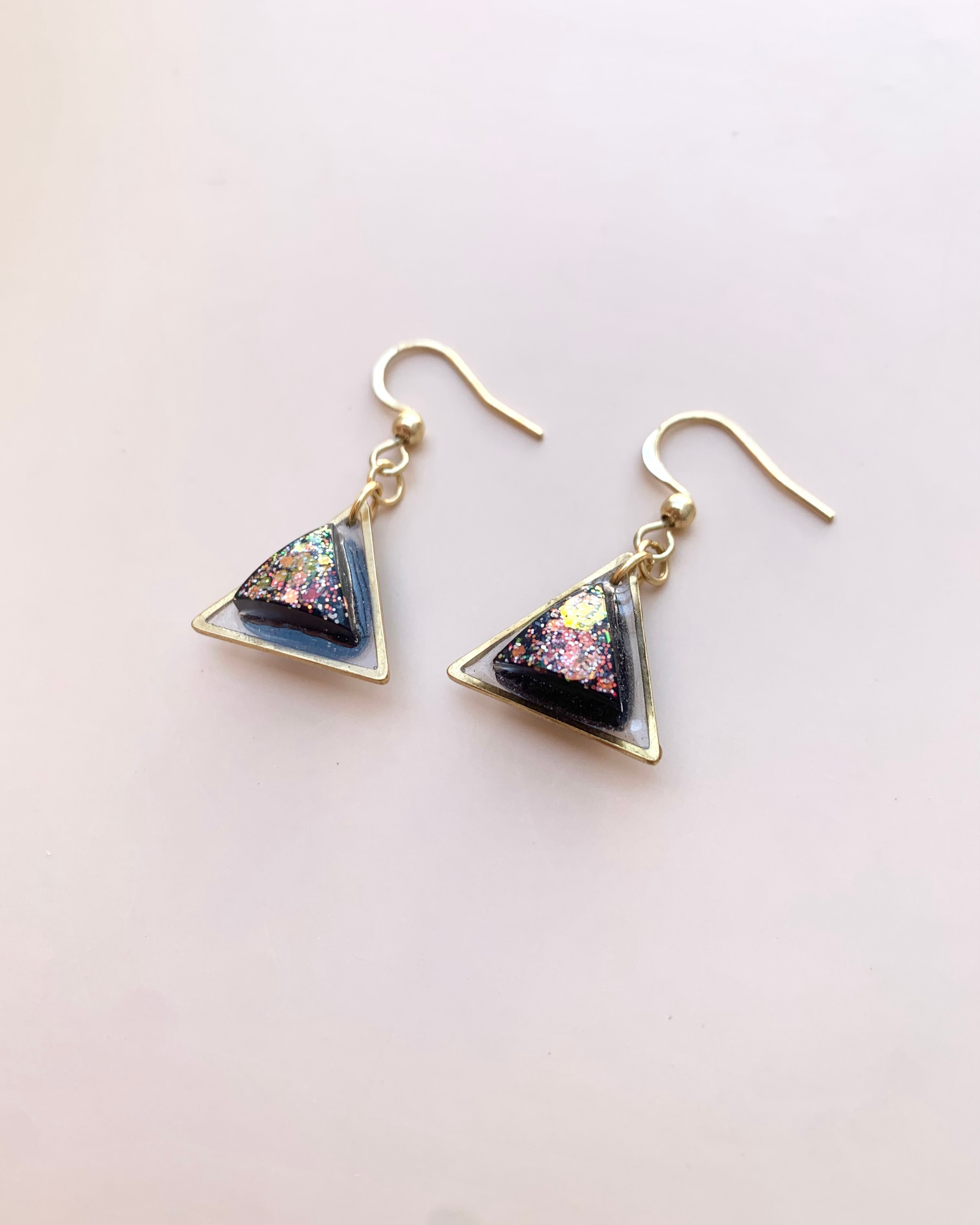 Pendientes con cuadro de purpurina