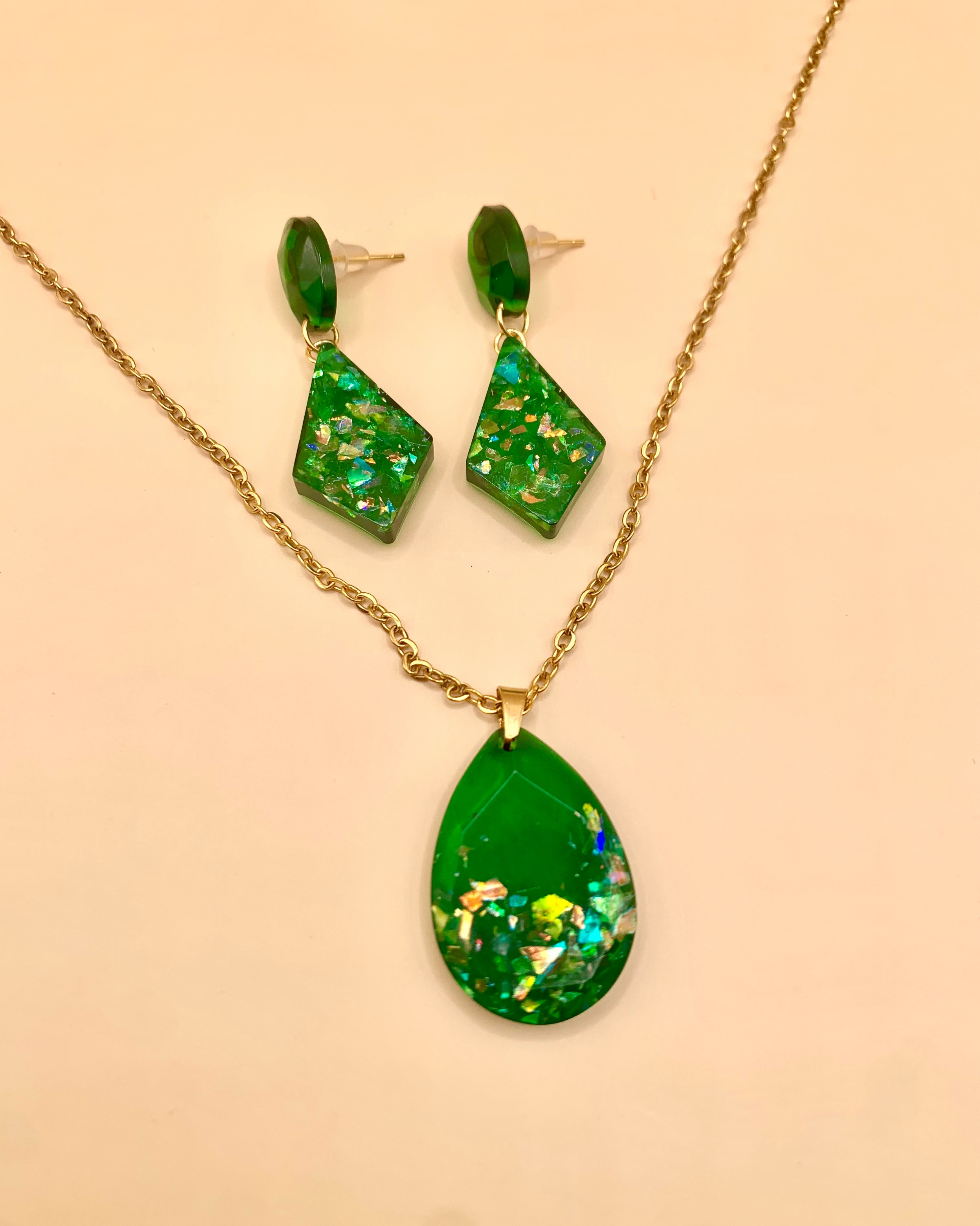 Conjunto de joyería verde