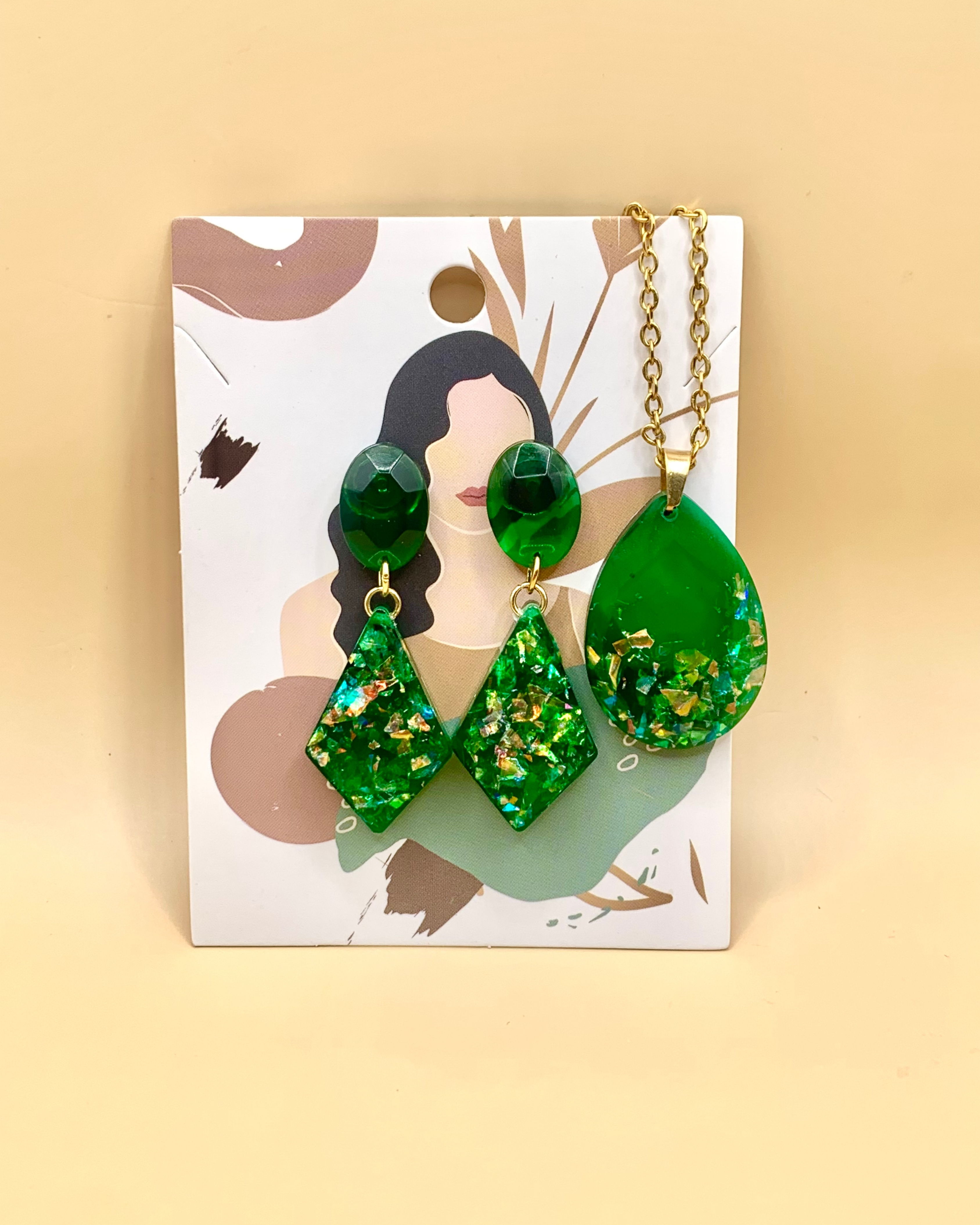 Conjunto de joyería verde